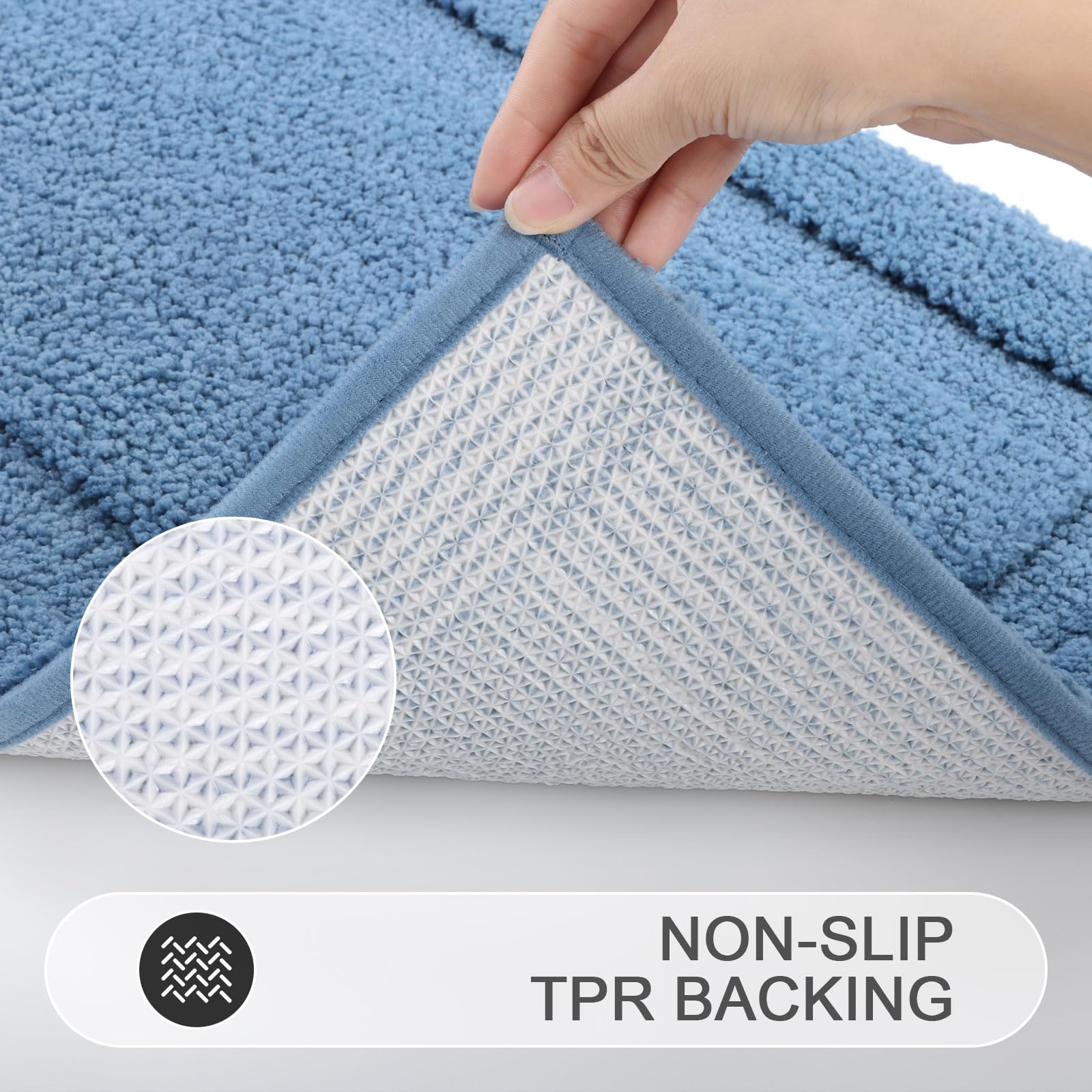 Shacos Microfiber Small Bathroom Rugs Set Of 3 Piece With Toilet Lid Cover, Non Slip Super Soft Absorbent 16''X24'' Bath Mat U S