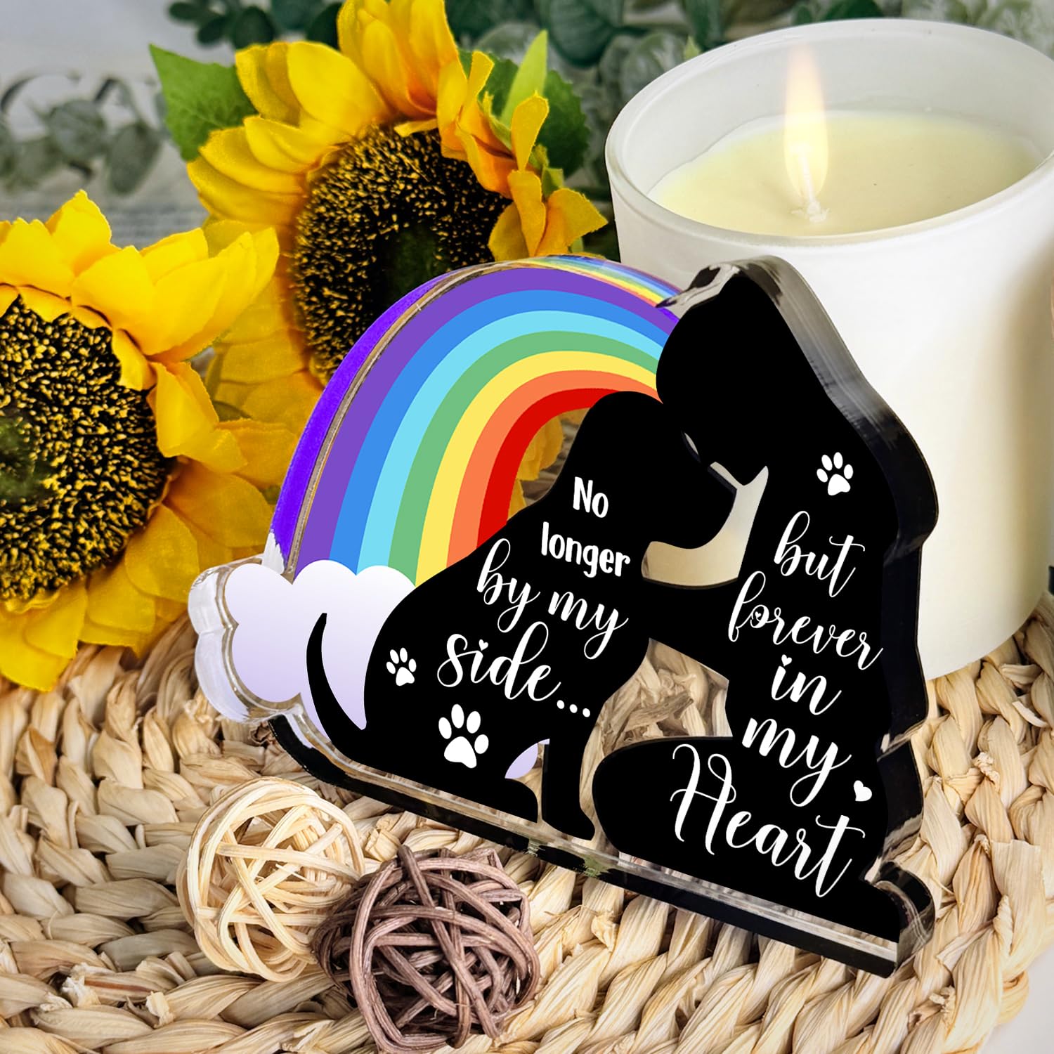 Pet Memorial Gifts, Pet Sympathy Present, Sympathy Gifts for Loss of Dog, Pet Memorial Acrylic Rainbow Bridge Decorations, Condo