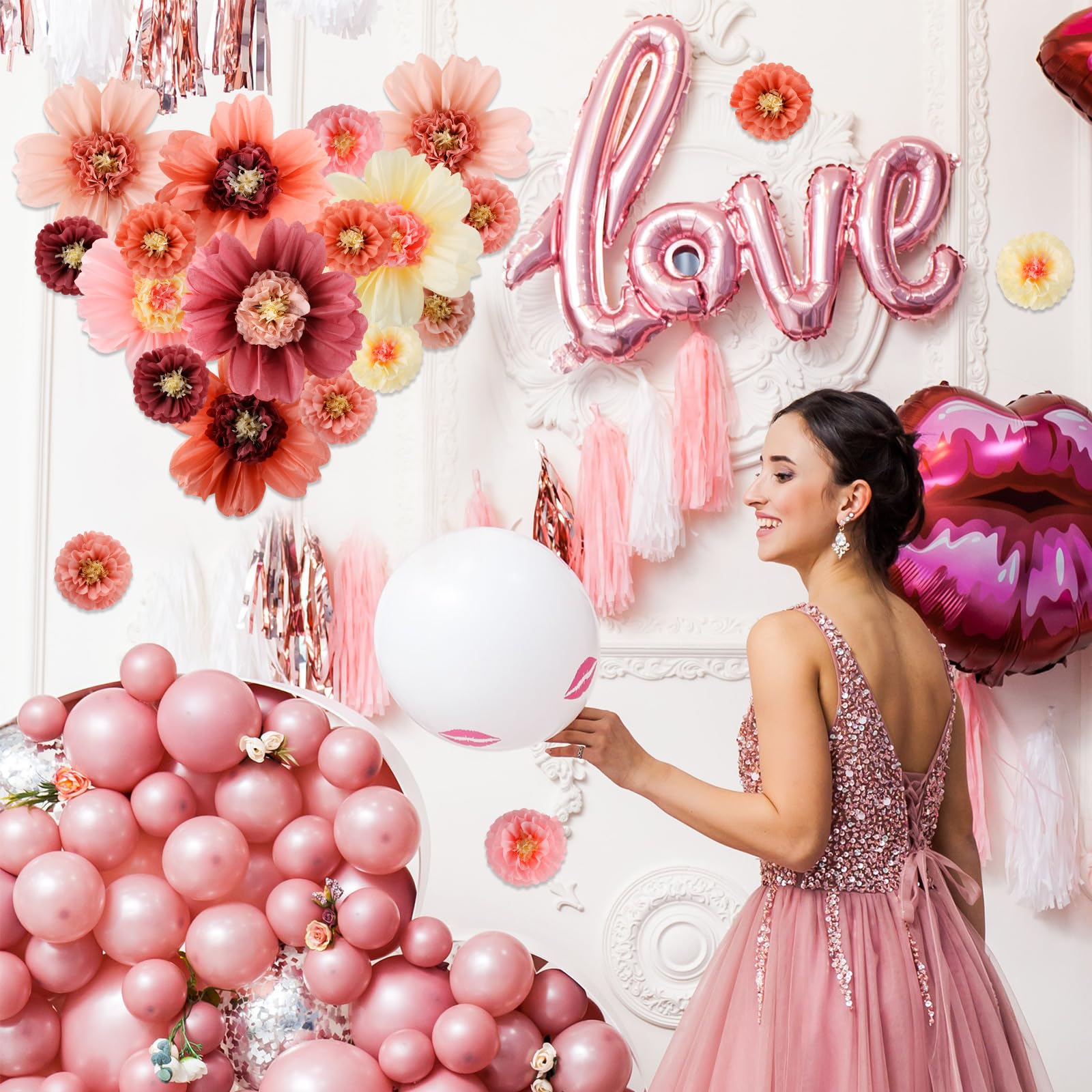 Crowye 12 Pcs Large Colorful Tissue Paper Flowers 20'' Handcrafted Giant Fiesta Paper Flowers For Mexican Party Wedding Birthday