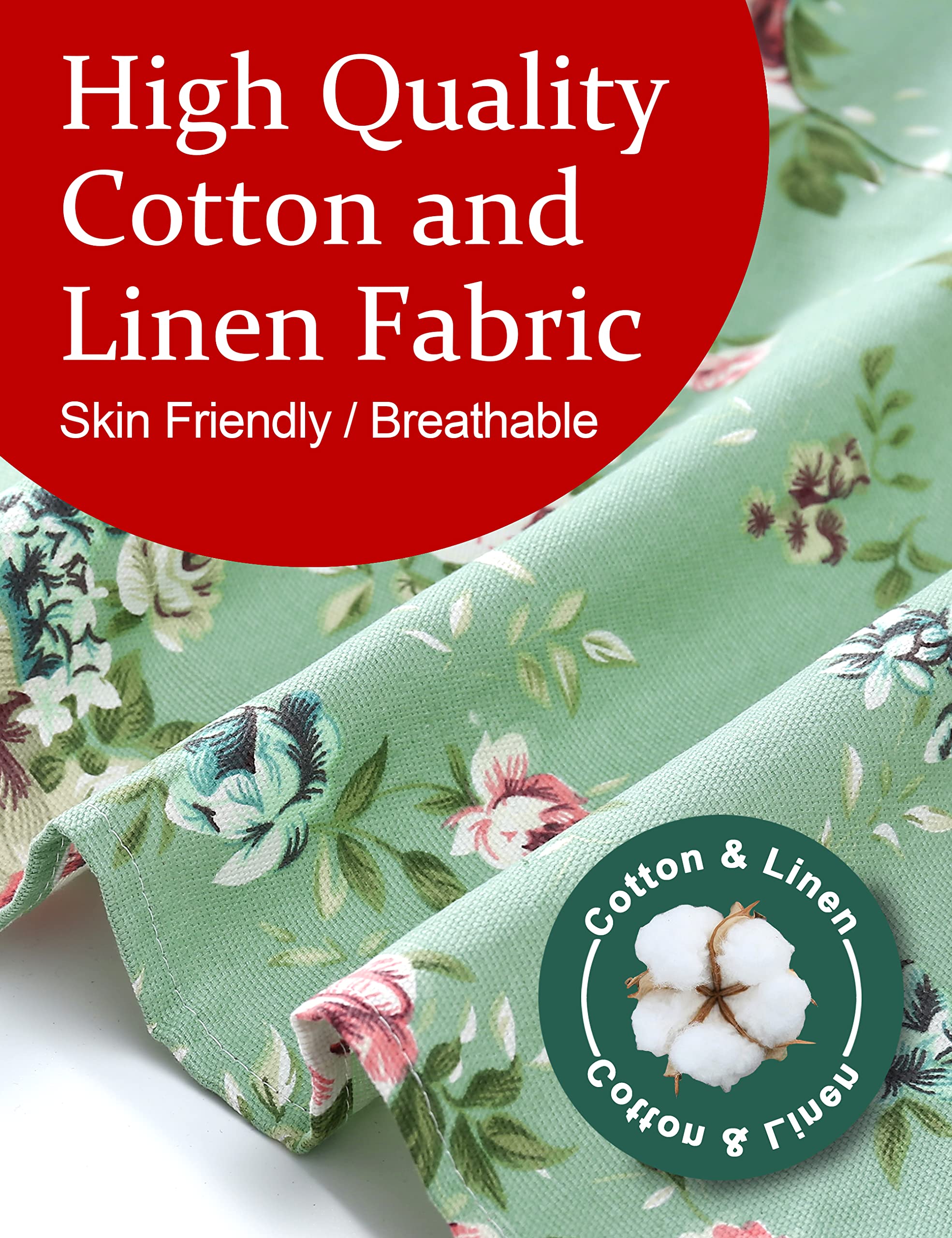 Apronner Cotton Linen Baking Plus Size Aprons For Women With Pockets Kitchen Cooking Flower No.25