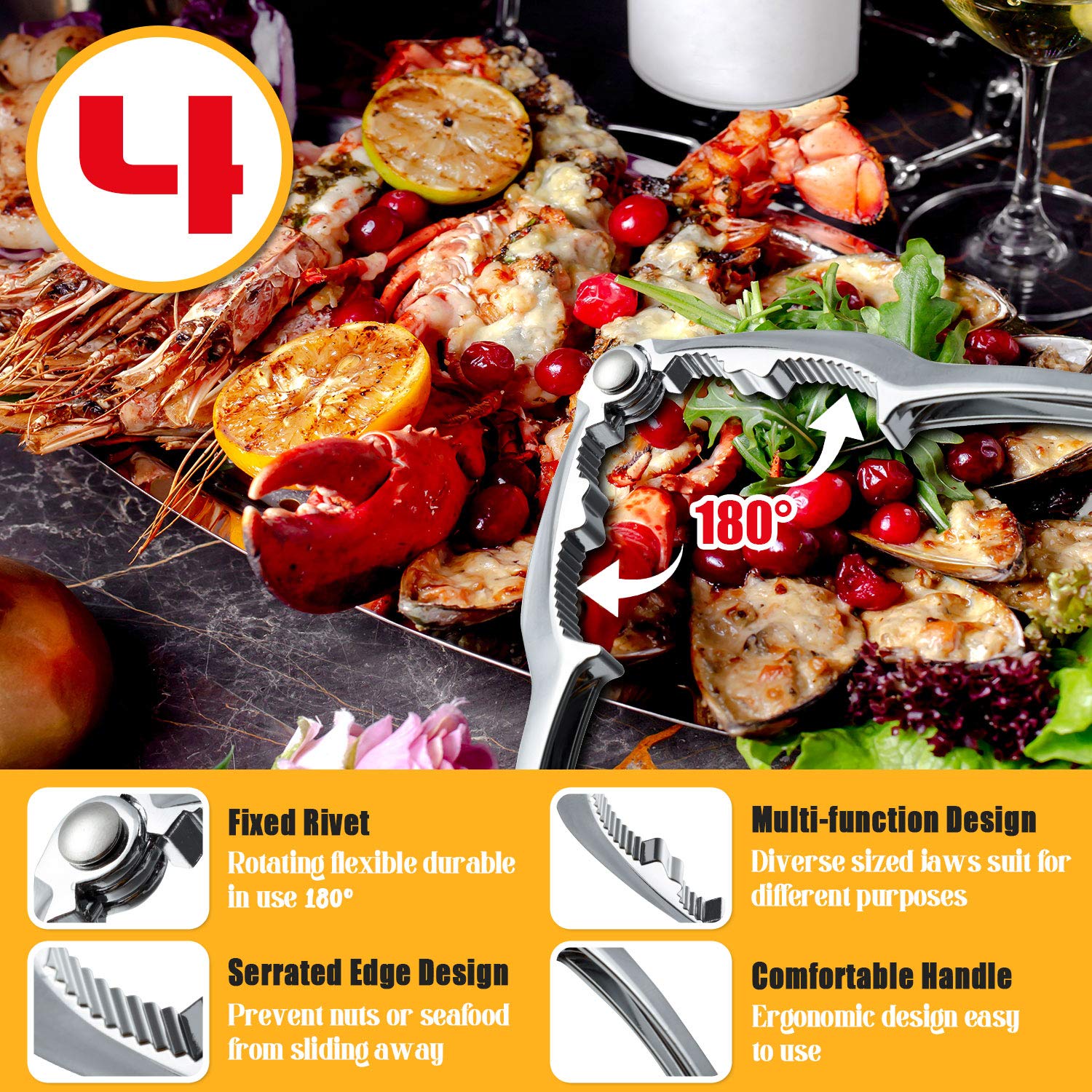 20 Pcs Crab Crackers, Crab Crackers And Tools Seafood Crackers Stainless Steel, Lobster Crab Leg Crackers Opener Set, Shellfish