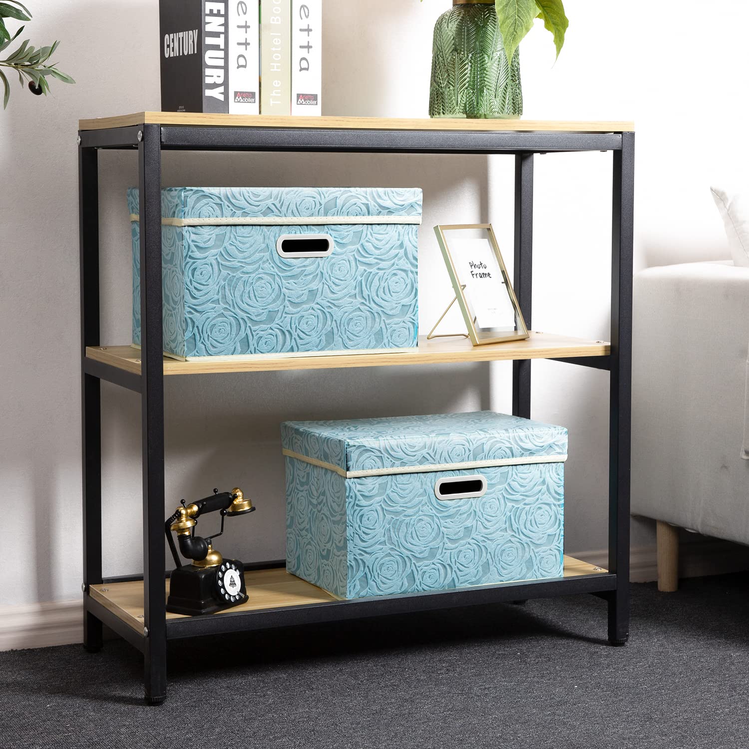 Prandom Collapsible Storage Cubes With Lids Fabric Decorative Storage Bins Boxes Organizer Containers Baskets With Cover Handles
