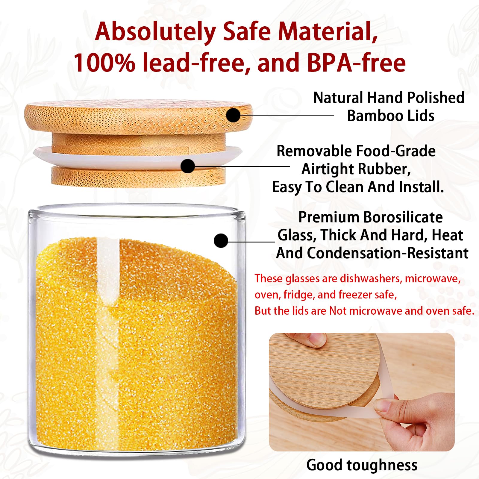 Slifejars - Glass Jars With Bamboo Lids 16 Oz, 12Pcs Glass Food Storage Jars With Rewritable Labels, Bamboo Lid Jars For Kitchen