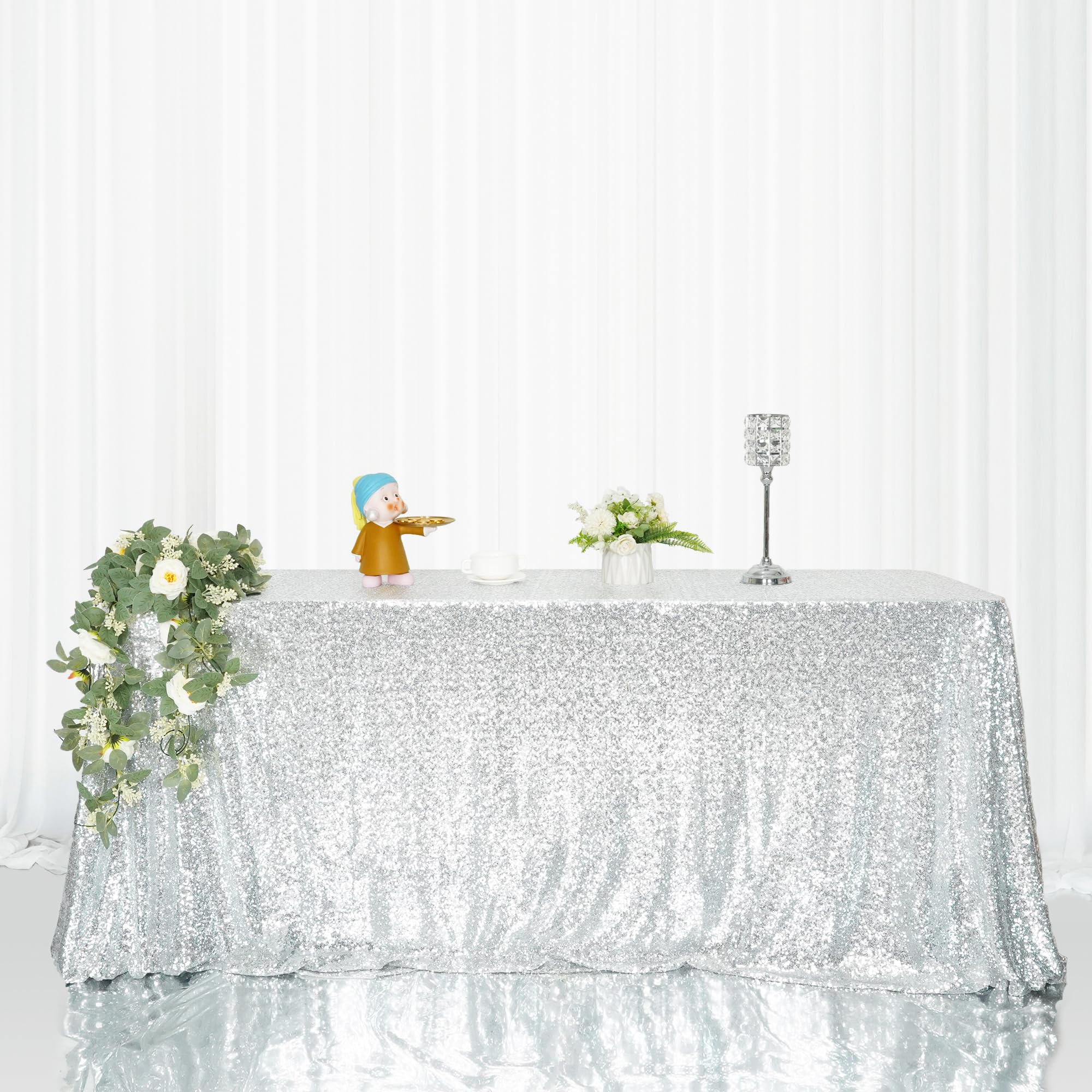 Eternal Beauty Sequin Tablecloth,Sparkly Table Cloth For Wedding Party, Christmas Decorations Rectangle Glitter Tablecloth (72''