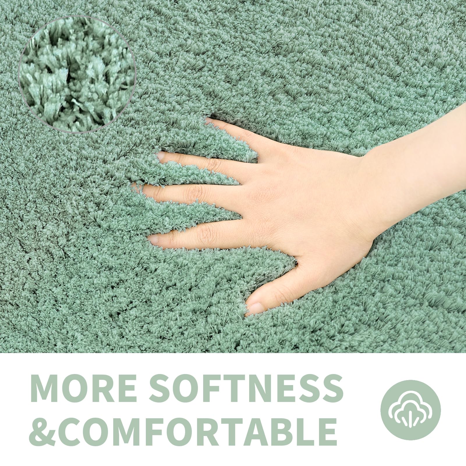 Cozecube Sage Green Bathroom Rug 36'' X 24'', Bath Mats For Bathroom Non Slip, Ultra Soft Bath Rugs For Bathroom Washable, Plush