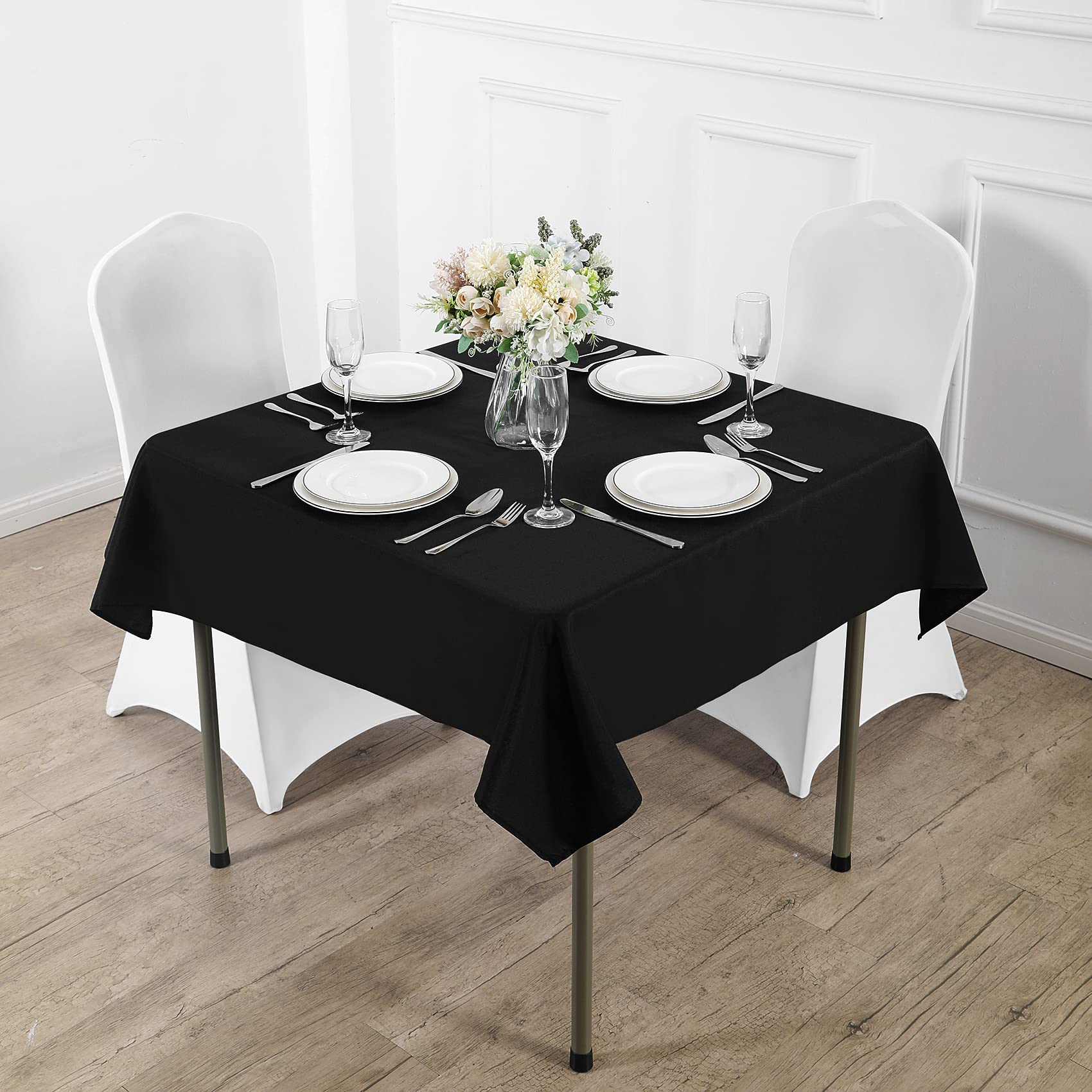 Fokitut 2 Pack Waterproof Square Tablecloth, 52X52 Inch, Stain Resistant And Wrinkle Polyester Table Cloth, Fabric Table Cover F