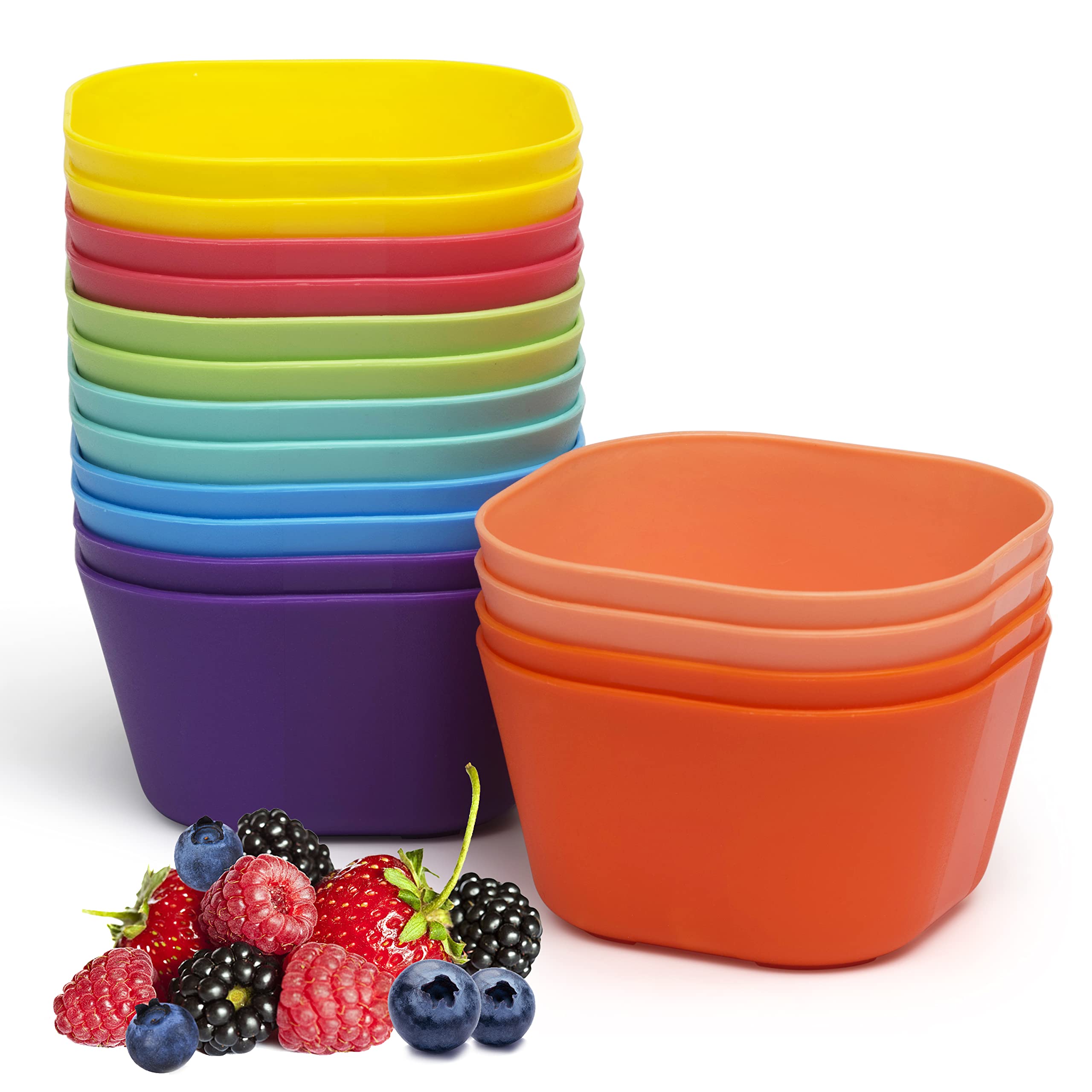 Klickpick Home 15 Ounce Bowls Set Of 16 Kids Colorful Snack Bowls Set Toddlers Cereal Bowl Set Children Bowl Kid Microwave Dishw