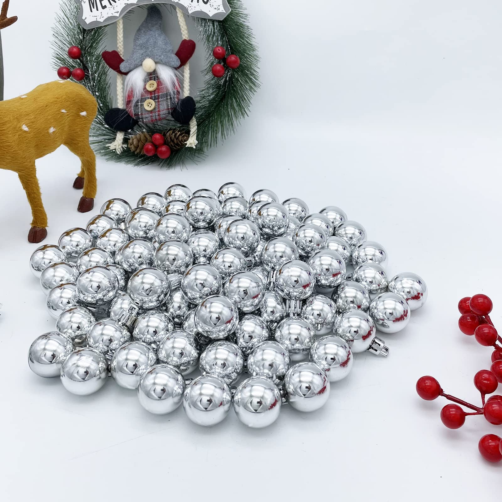 TKYGU Christmas Ball Ornaments Silver 144pcs Small Christmas Tree Balls for Xmas Holiday Wedding Party Decoration, Tree Ornament