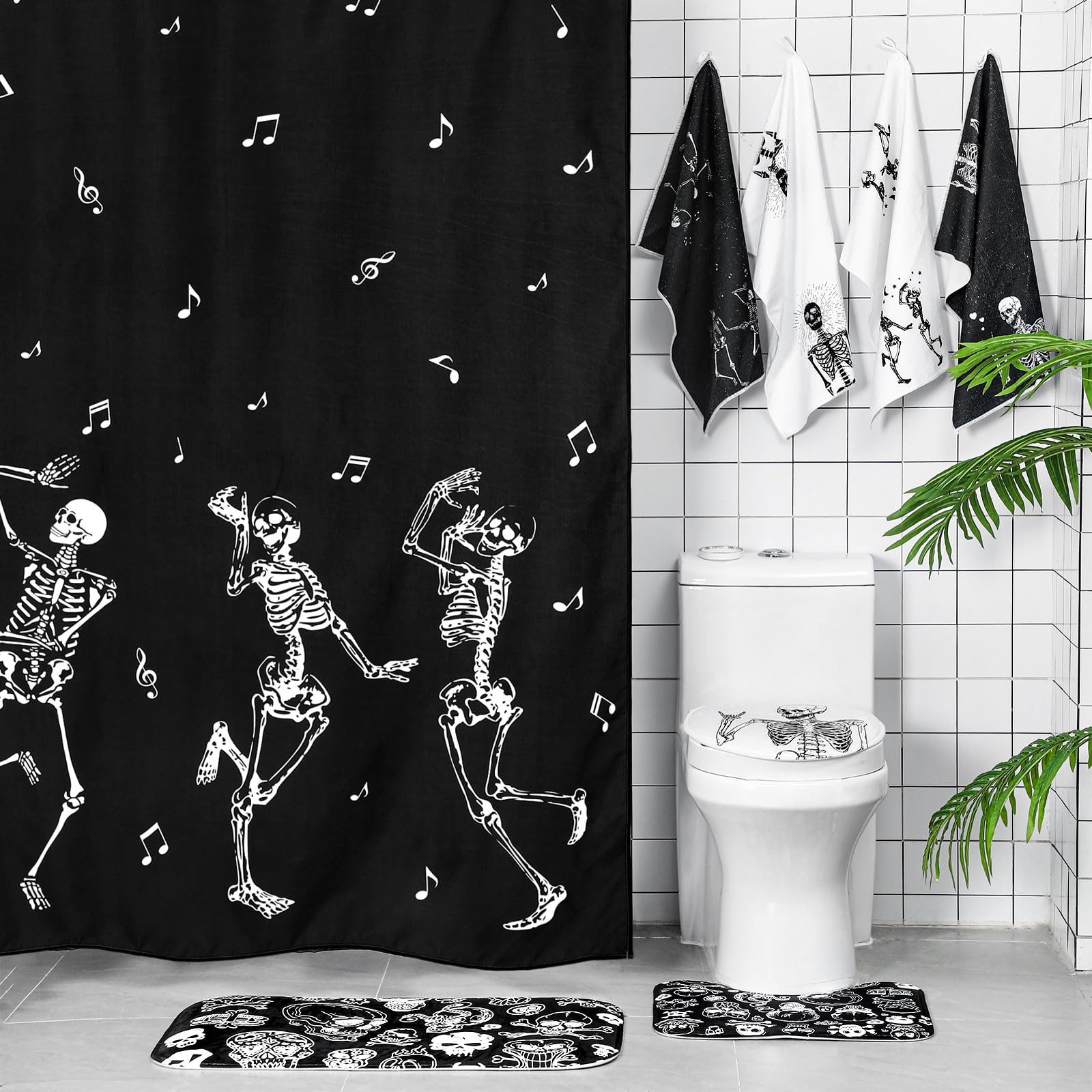 Honoson 8 Pcs Shower Curtain Set With Rugs And Kitchen Towels Farmhouse Shower Curtain Bathroom Set For Farmhouse Country Summer