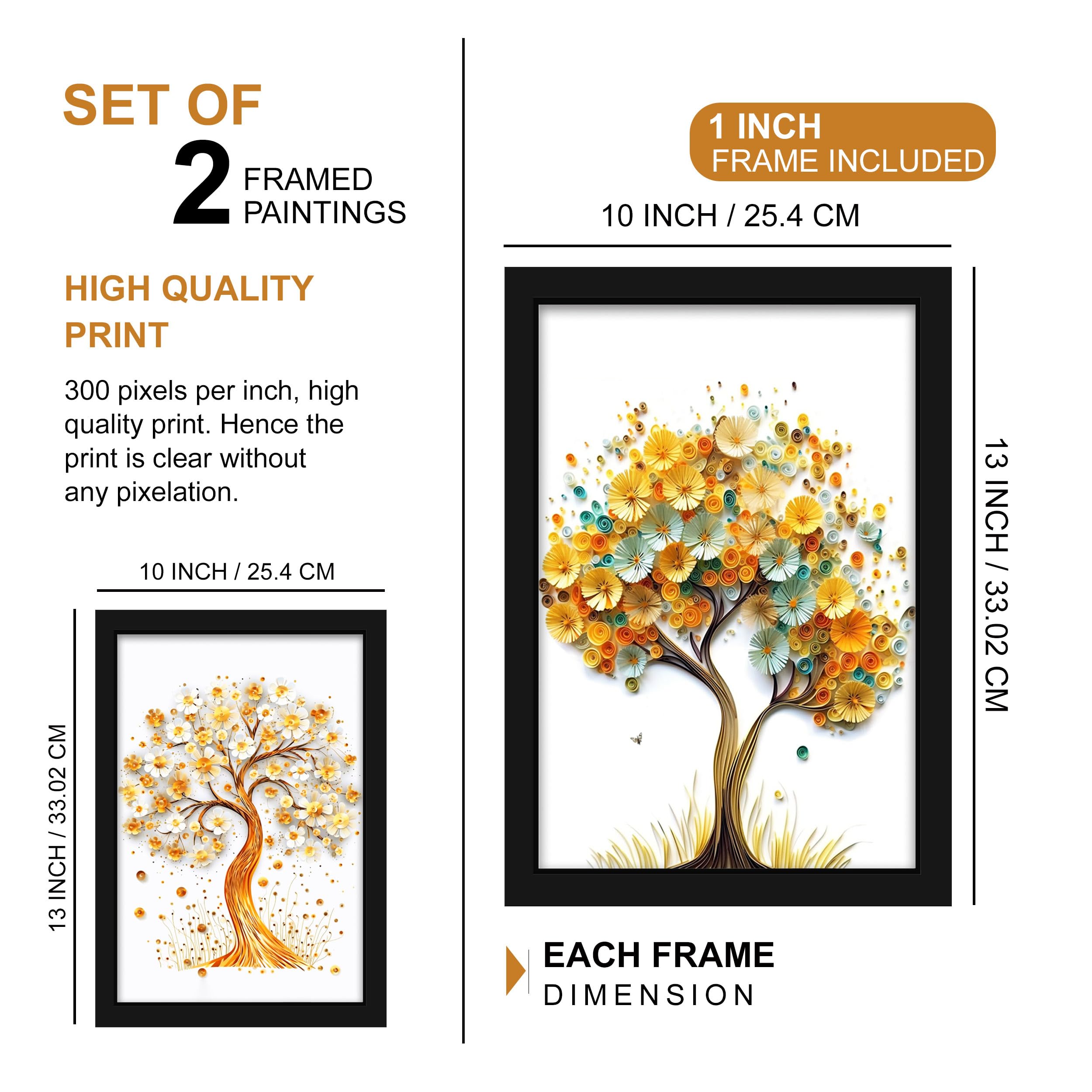 Indianara Abstract Tree Framed Gallery Wall Art, Set Of 4 For Living Room | Wall Decor | Bedroom | Office | Hotel(10805)