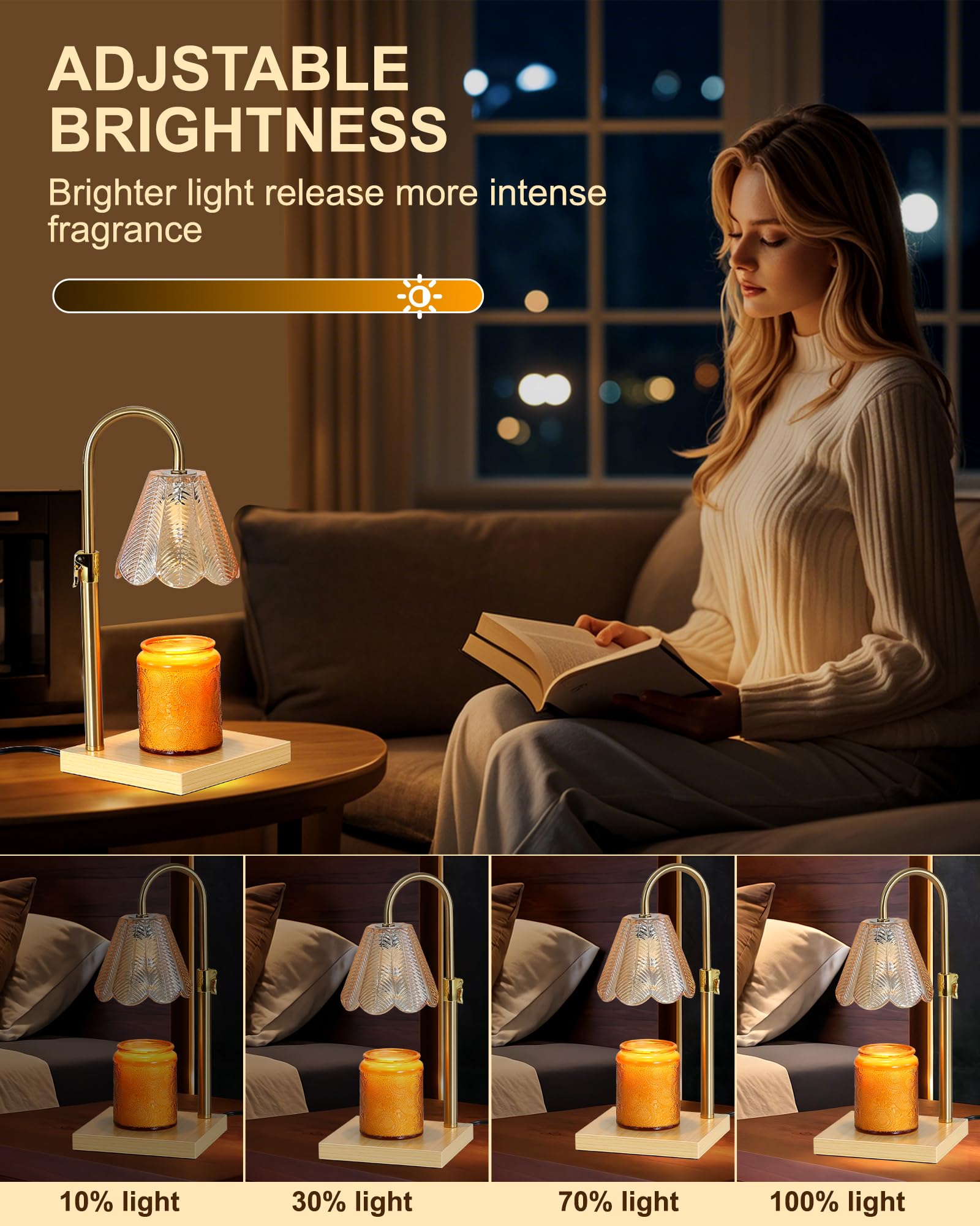 Candle Warmer Lamp with Timer & Dimmer, Birthday Gifts for Women Mom, House Warming Gifts,Flower Candle Lamp for New Home Decor,
