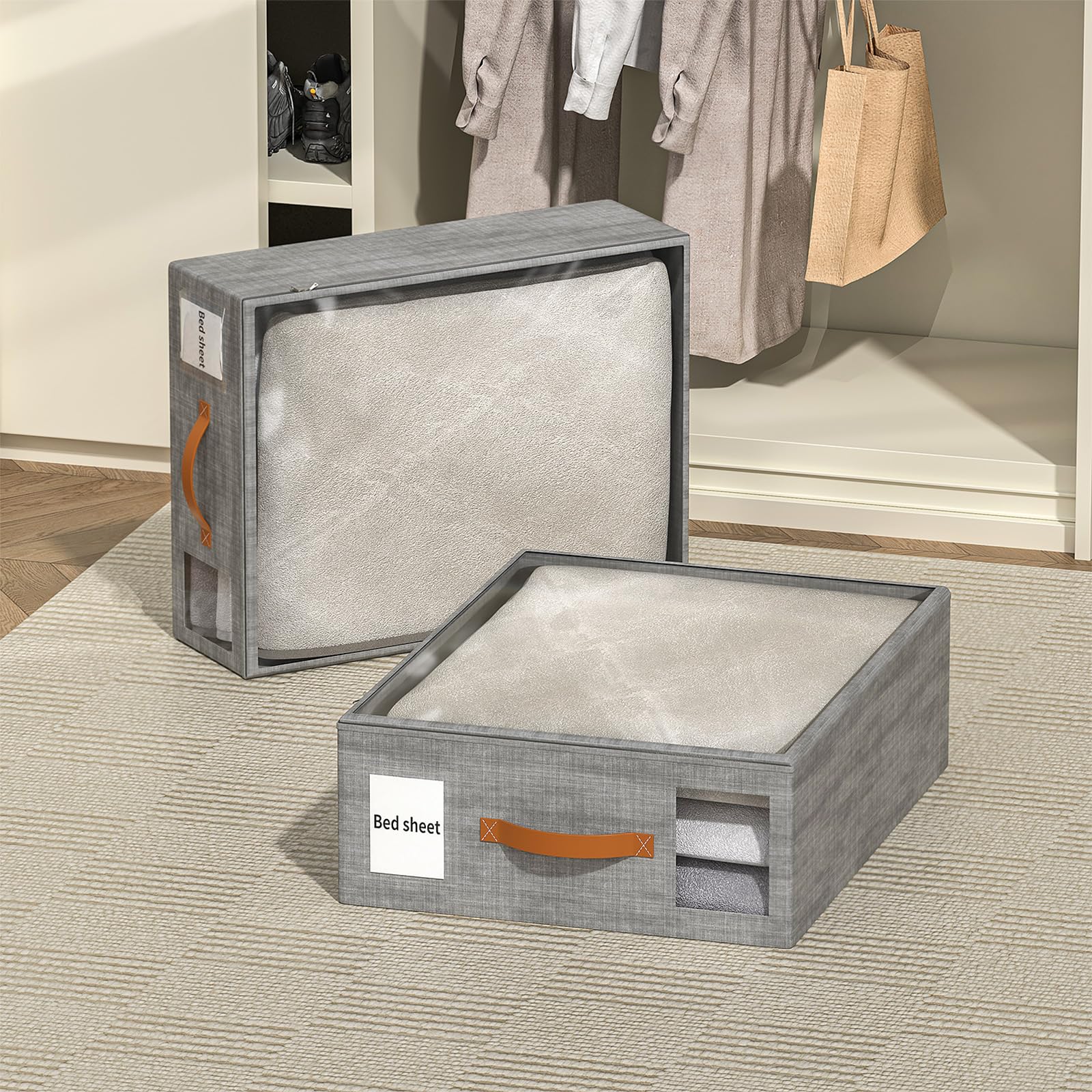 Aokeyee Bed Sheet Organizers and Storage, 4 Pack Foldable Closet Organizer and storage, Sheets Set Folder for Bedding Sheets, Du