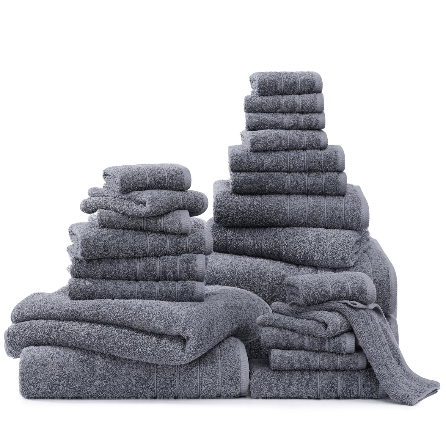 Casa Platino 24 Piece 100% Cotton Towels Set, 2 Bath Sheets, 2 Large Bath Towels(30''X 60''), 2 Gym Towels(24'' X 48''), 6 Hand