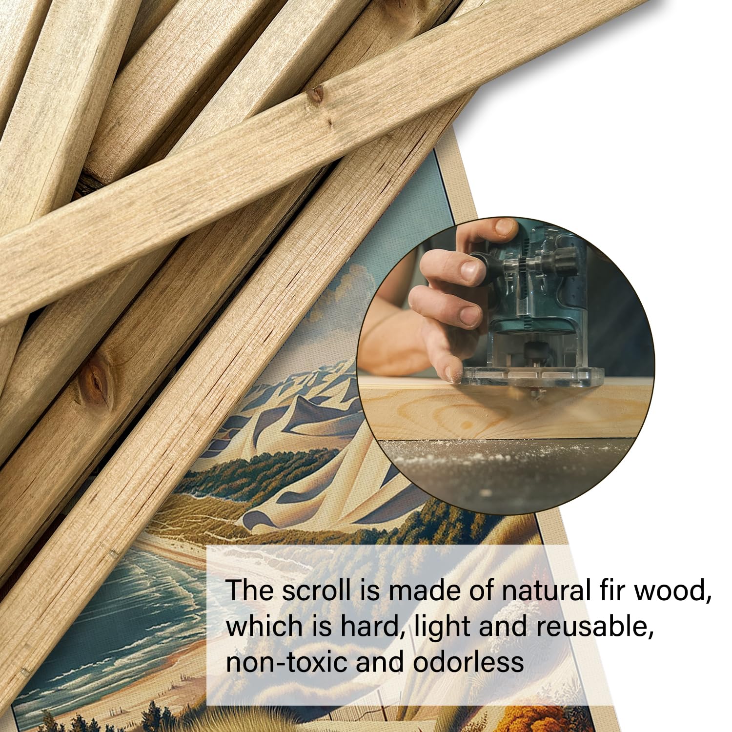 Xiaoaika Vintage Indiana Dunes National Park Travel Poster With Wooden Scroll Frame - Living Room, Bedroom, Home, Office Retro A