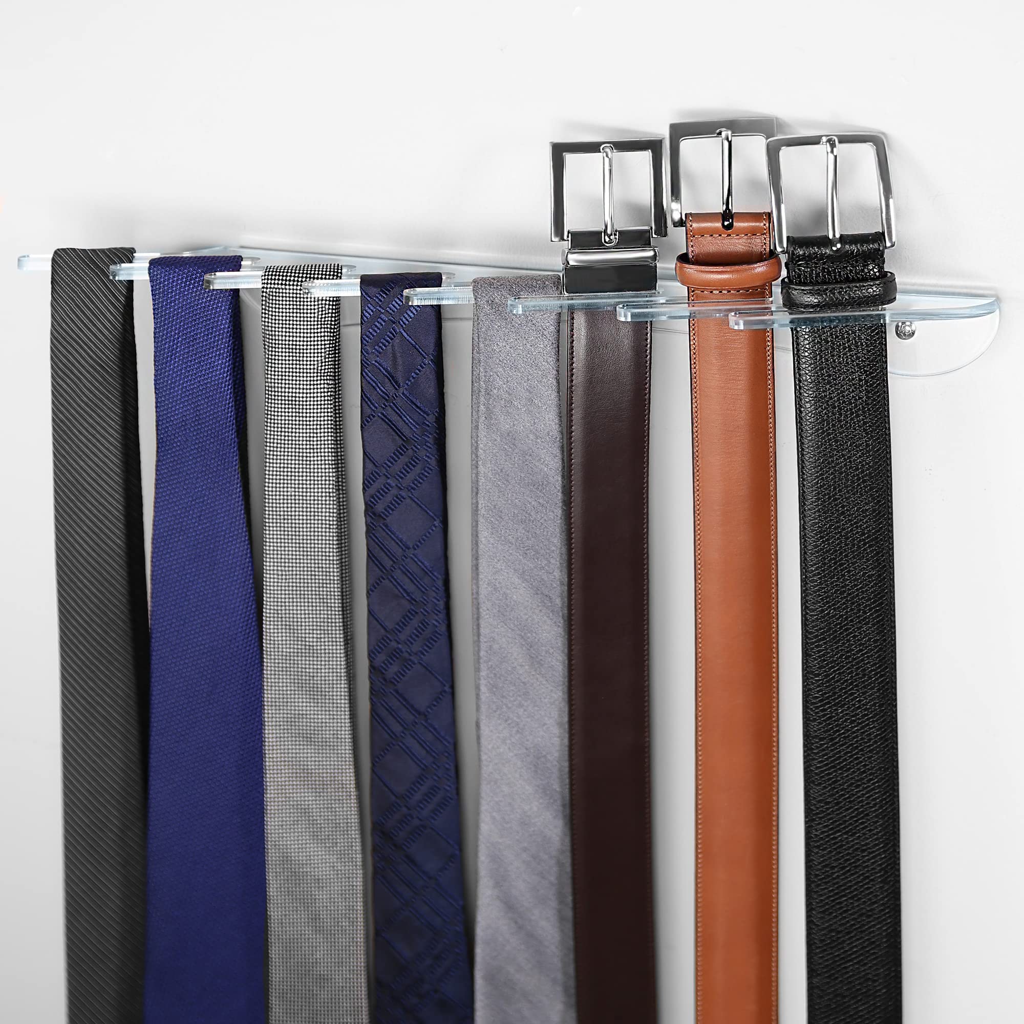 Stauber Best Belt And Tie Rack - Wall Mount Holder And Display (Clear, Acrylic)
