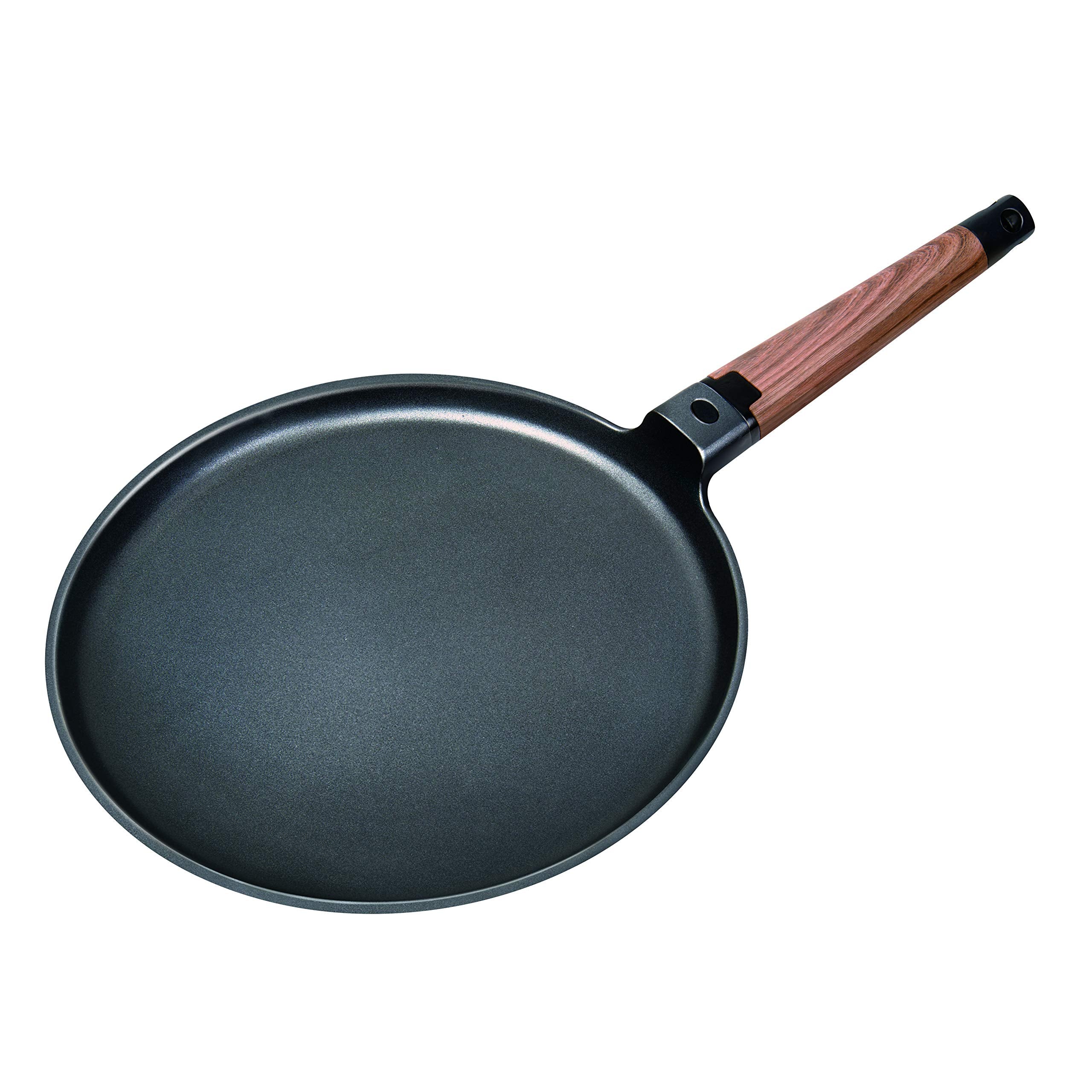 MasterPan Designer Series NonStick Cast Aluminum Crepe Pan with Detachable Handle, 11, Black