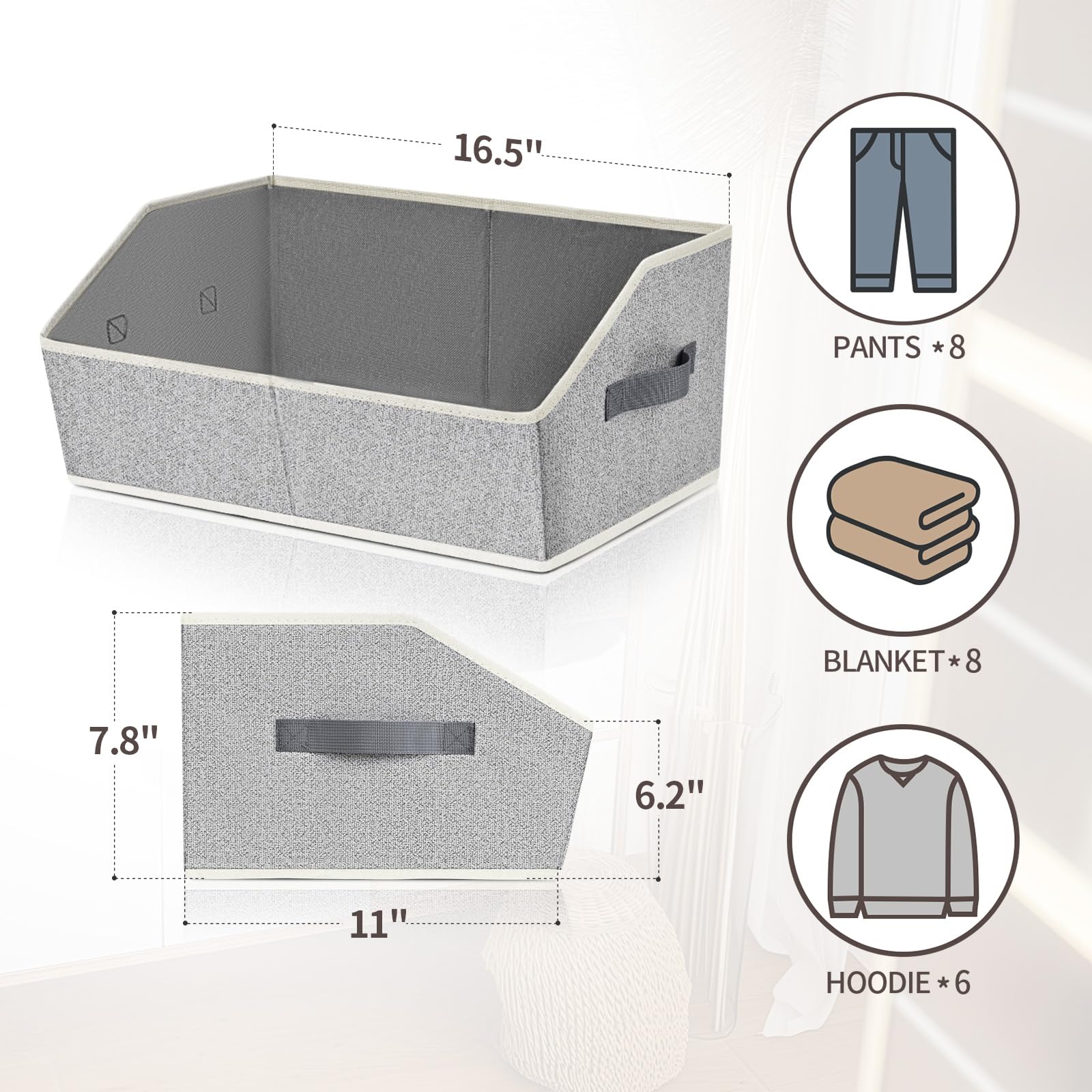 Homsorout Trapezoid Closet Shelf Organizer - Large Baskets For Organizing, Storage Baskets For Shelves, Cubbies Storage Bins For