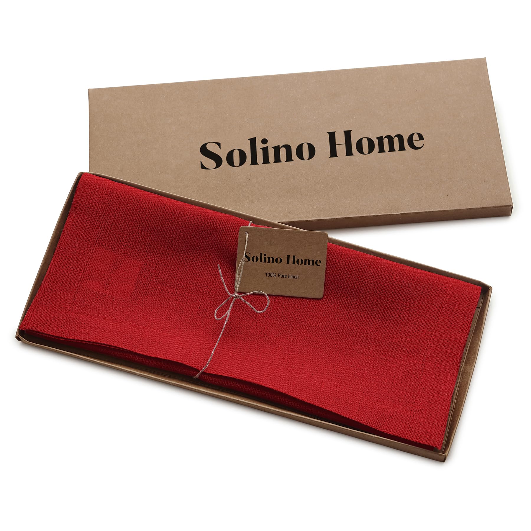 Solino Home Linen Table Runner 72 Inches Long - 100% Pure Linen Red Christmas Table Runner 14 X 72 Inch - Machine Washable Dinin