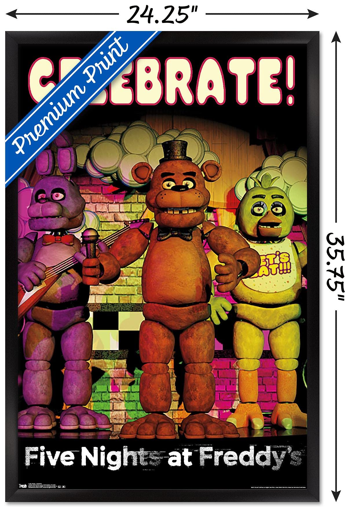 Trends International Five Nights At Freddy'S - Celebrate Wall Poster, 22.375'' X 34'', Black Framed Version
