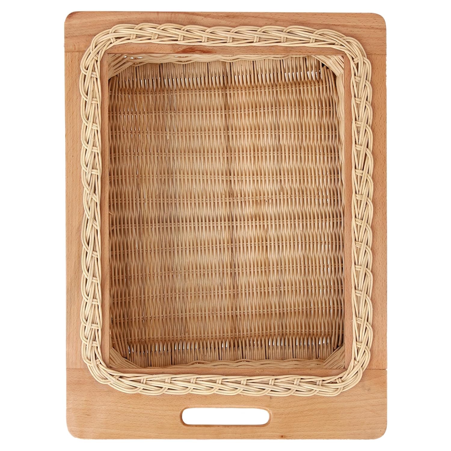 Wudflex Wicker Rectangular Basket For Modular Kitchen For Storing Vegetables And Fruits (Size: 14 Inches Width Including Channel