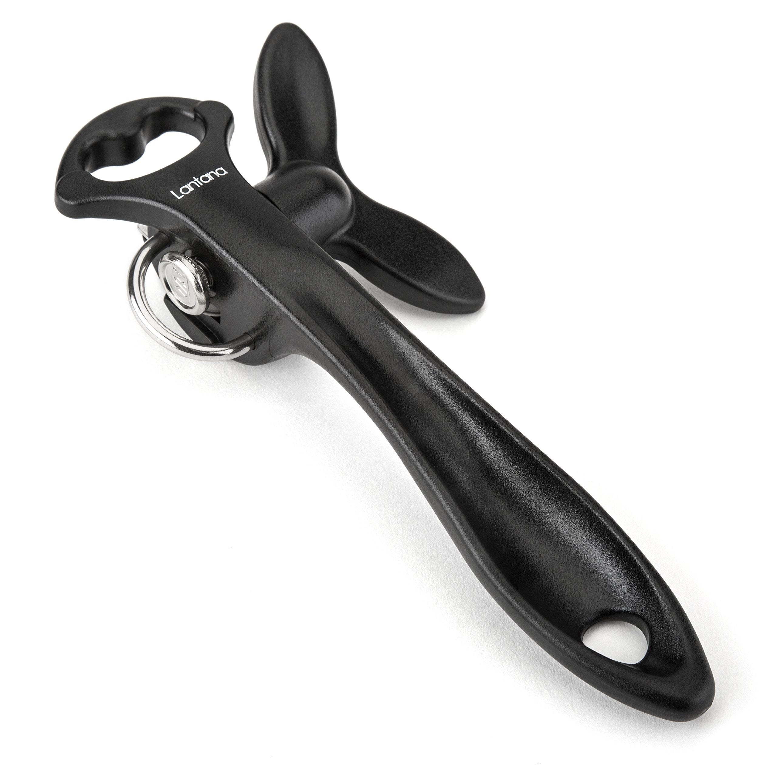 Lantana 2 In 1 Safety Manual Can Opener (Smooth Edge) & Bottle Opener - Blackstainless Steel