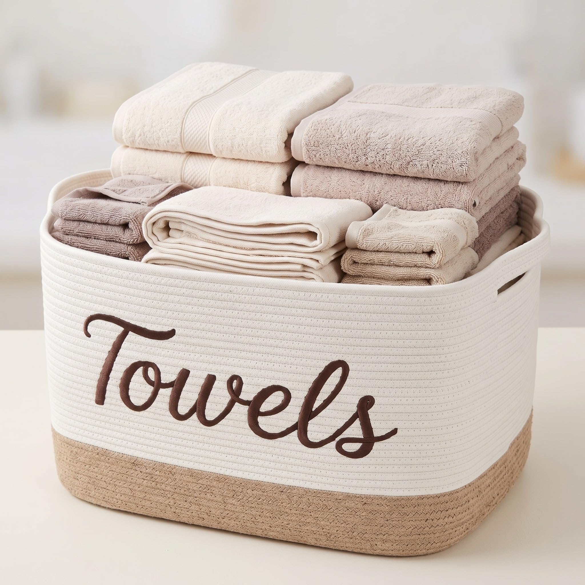 Yungyan Large Woven Basket, Towel Blanket Storage Baskets