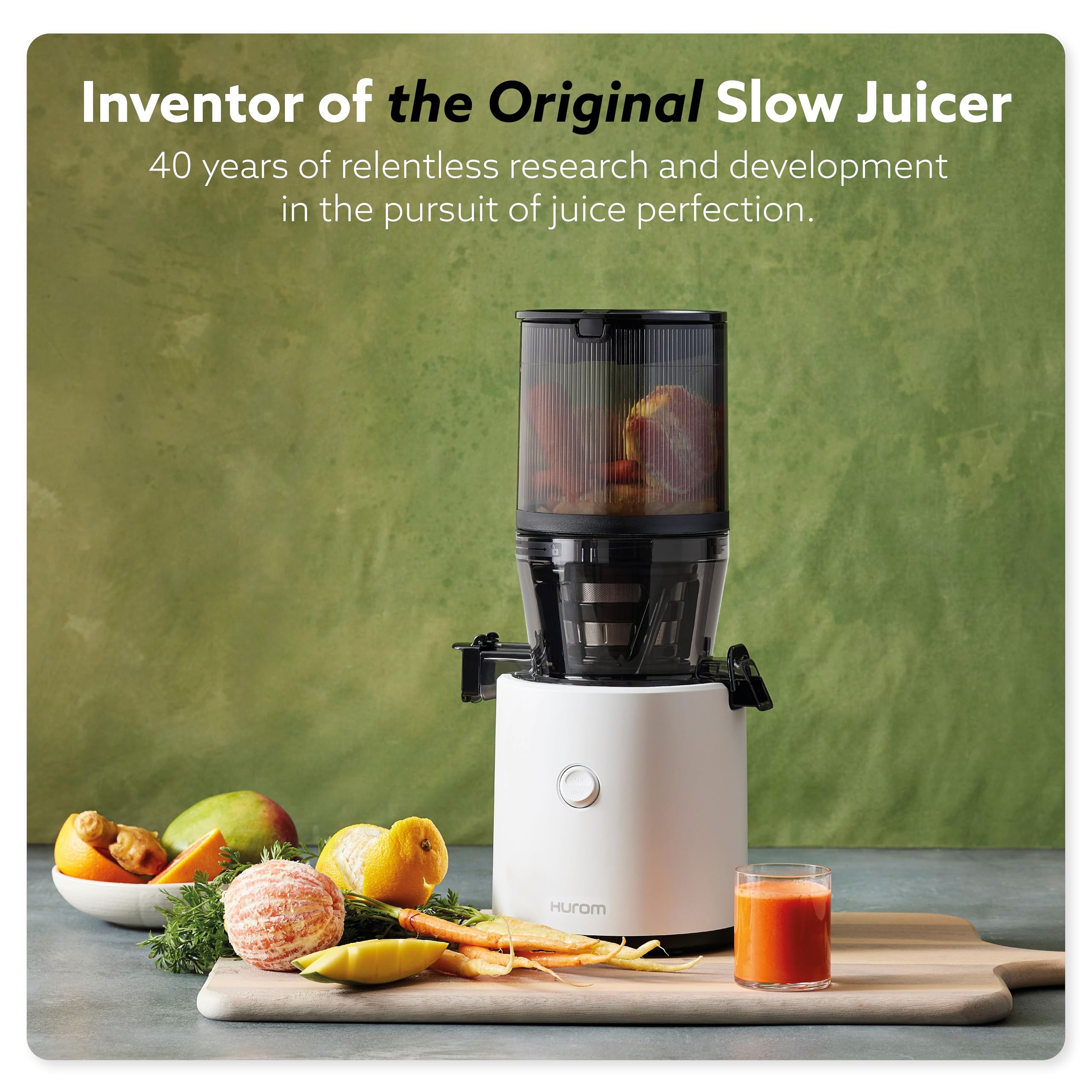 Hurom H320 Slow Juicer, White | Self-Feeding Cold Press Juice Machine For Vegetables And Fruit | High Yield | Bpa Free | 500Ml (