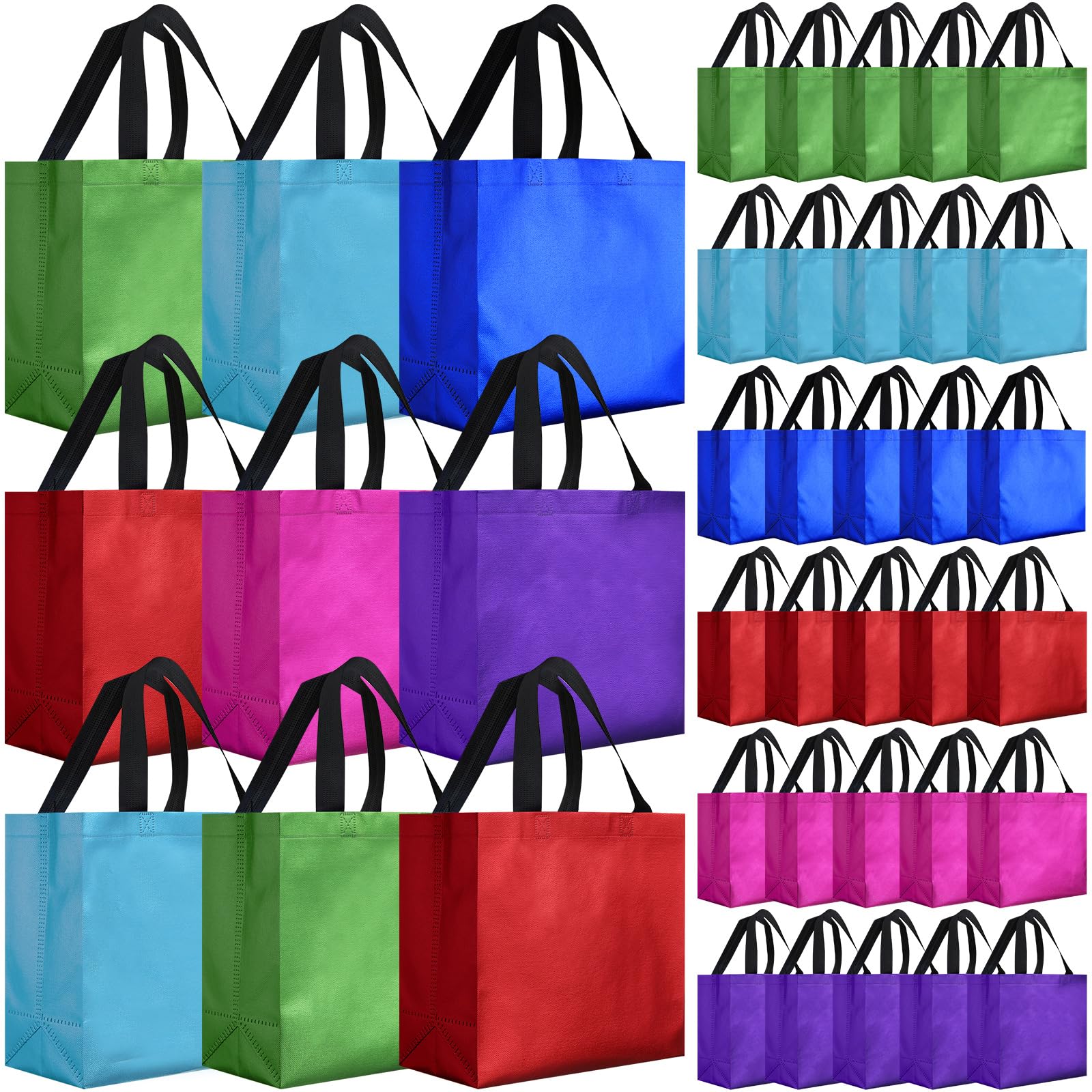 Eccliy 80 Pieces Gift Bags Set Glossy Reusable Tote with Handles Grocery Bags for Wedding, Halloween, Thanksgiving, Christmas(La