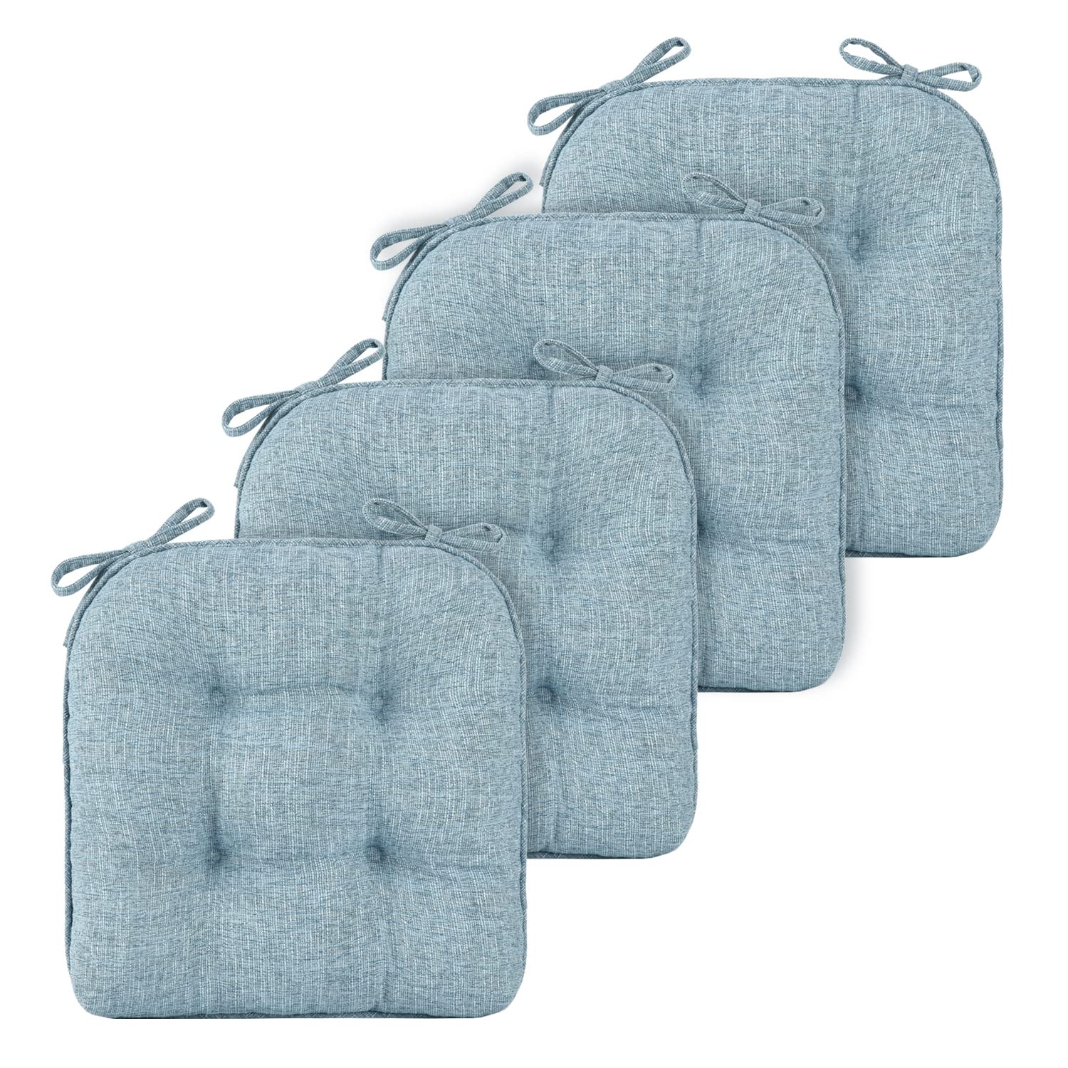 Basic Beyond Chair Cushions For Dining Chairs 4 Pack, Memory Foam Chair Cushion With Ties And Non Slip Backing, 15.5 X 15.5 Inch