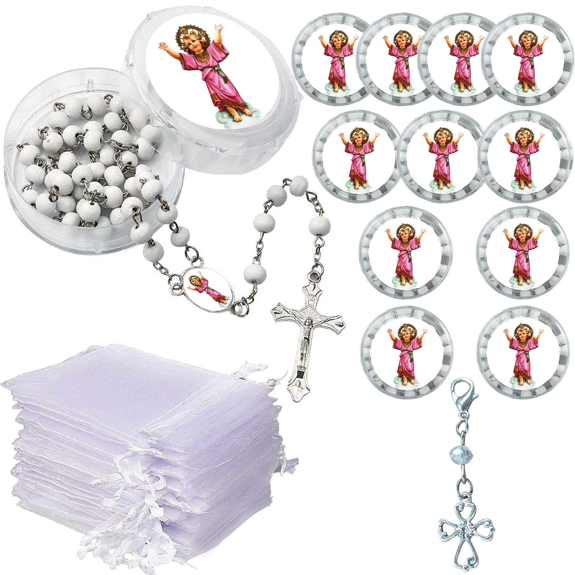 Divino Nino Divine Child Jesus Scented Rosary (12 PCS) Recuerdos de presentacion de 3 Aos Baptism Party Favor Baby Jesus (white)