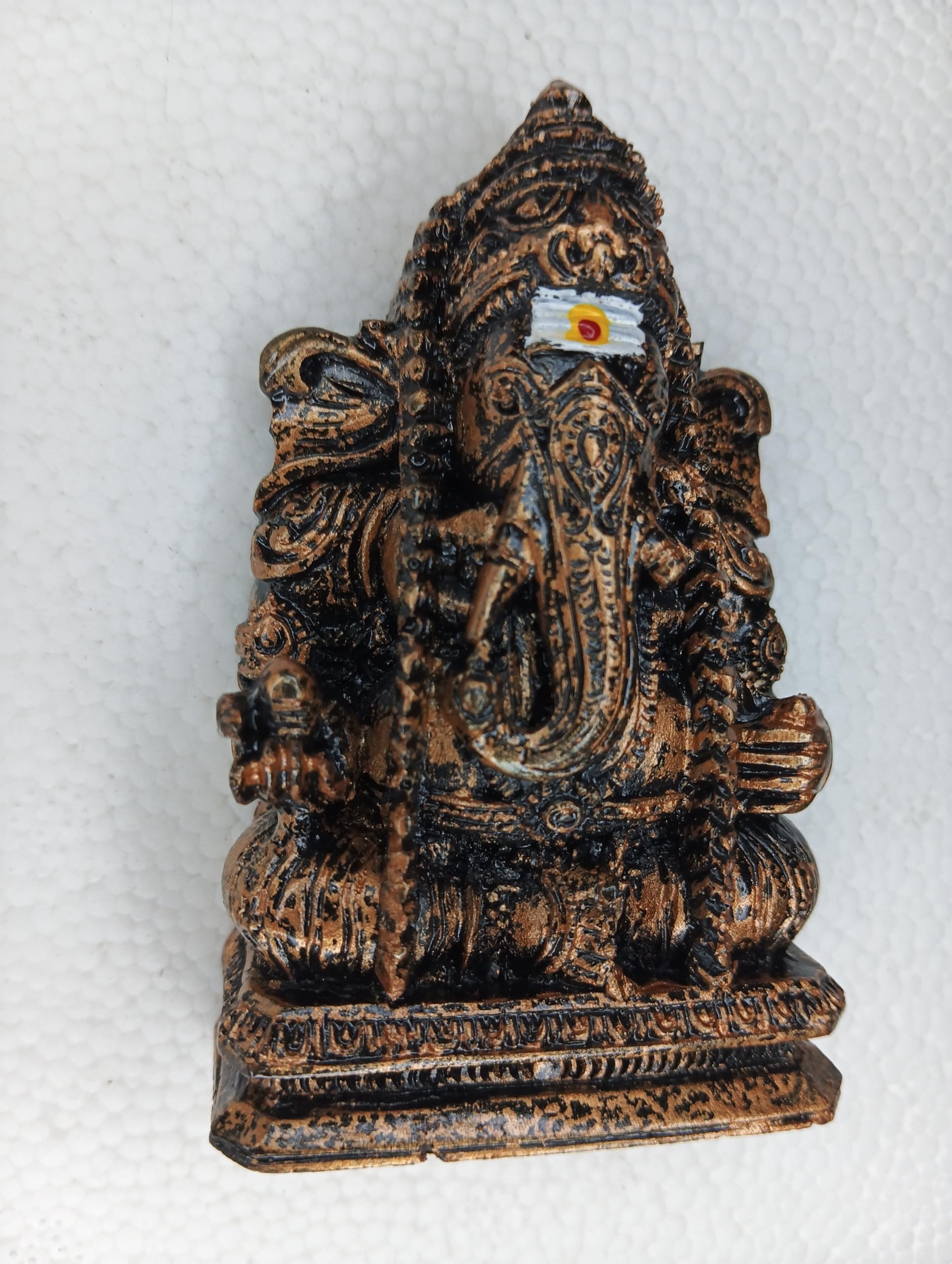 Heena Home Decor Pillayarpatti/Karpaga Vinayaga/Ganesh/Vinyagar Copper Color Polystone Idol 9 Cm Height