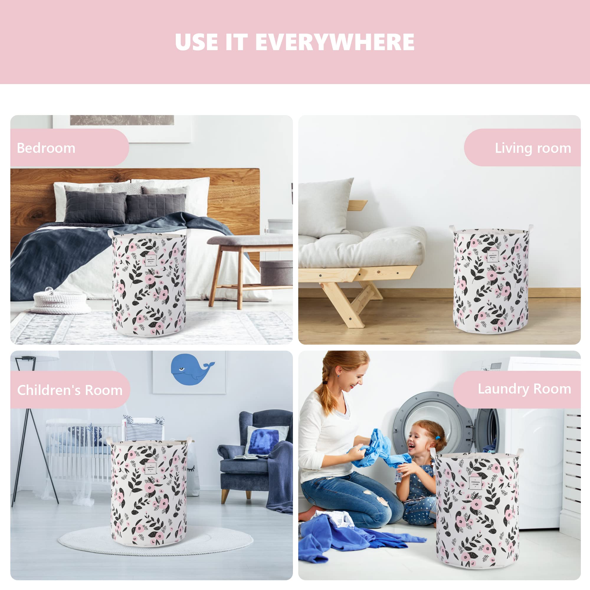 Large Foldable Laundry Basket Hamper Holder Portable Tall Collapsible Laundry Hamper Nusery Storage Basket Bin With Handles, Can