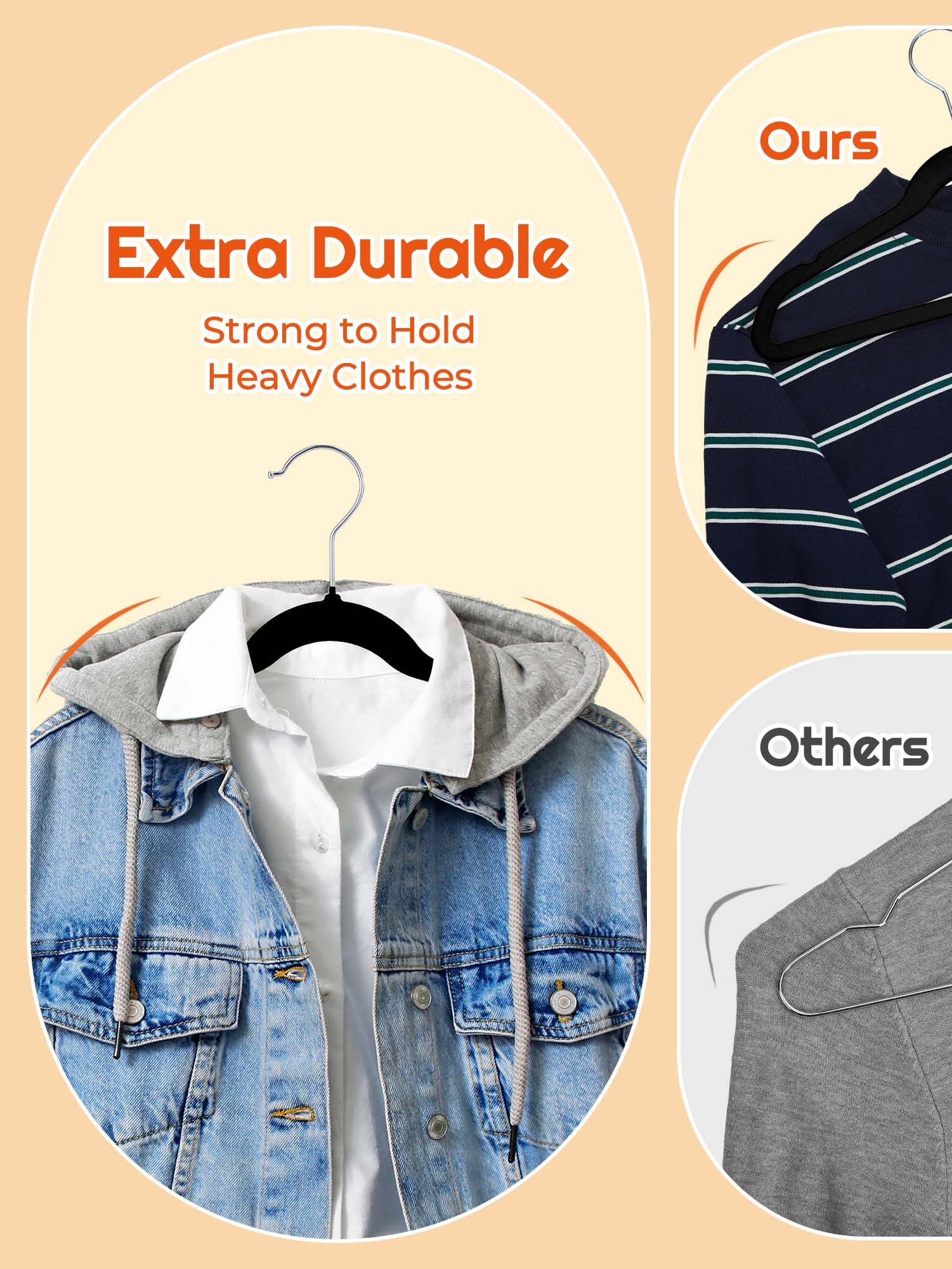 House Day Kids Velvet Hangers 50 Pack, Durable Big Kids Hangers 14 Inch Hangers For Youth, Non Slip Kids Felt Hangers, Cute Chil