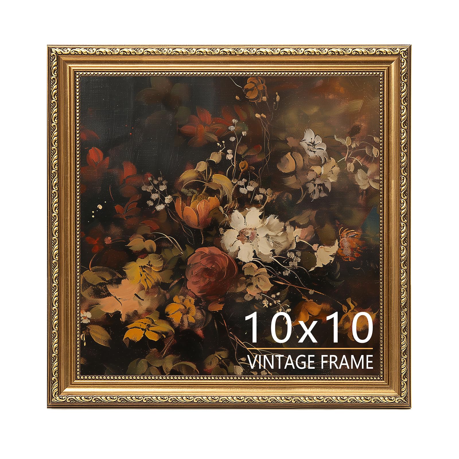 ASTRDECOR 10x10 Picture Frame - Vintage Gold Photo Frame for Wall or Tabletop, Fits 10 by 10 Photos, Retro Home, Office, Gallery