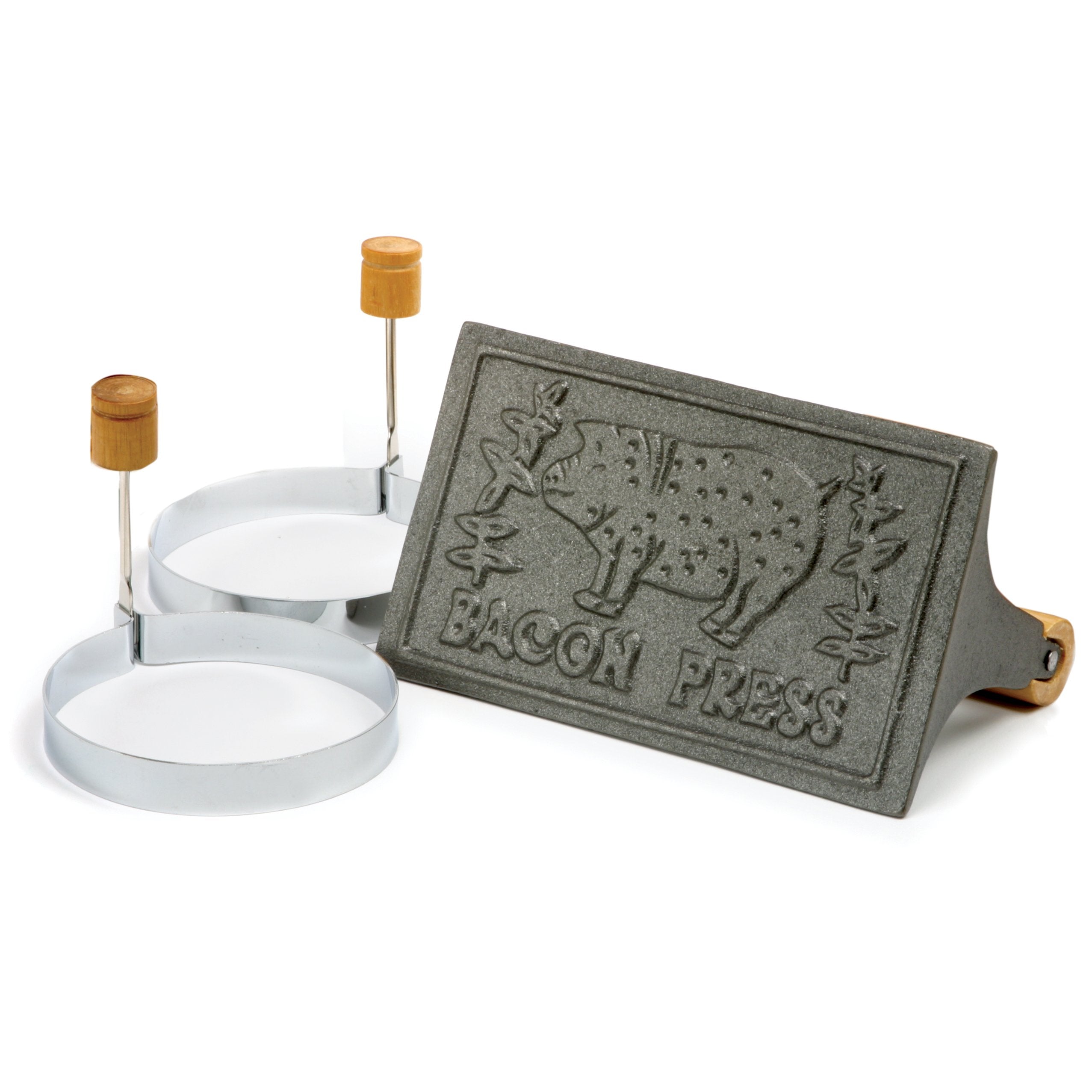 Norpro Cast Iron Bacon Press With Egg Ring Set