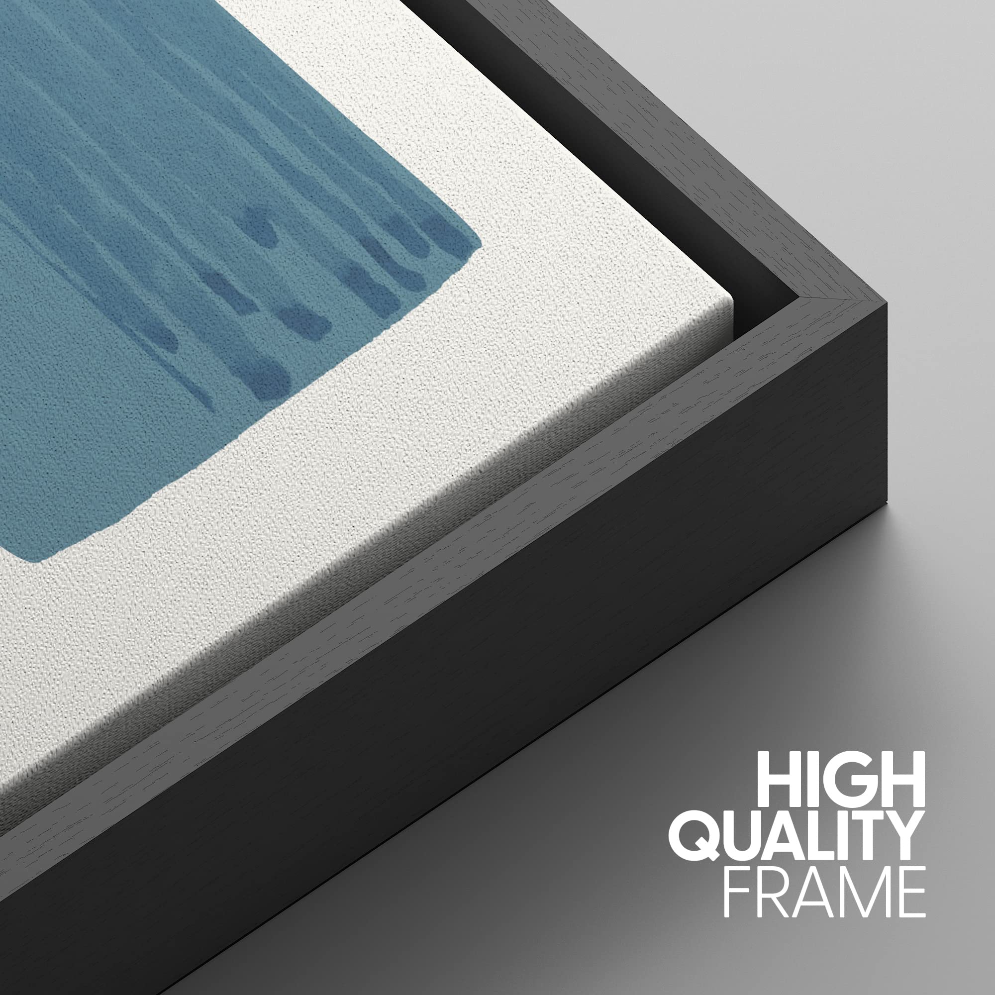 Idea4Wall Framed Canvas Print Wall Art Set Mid-Century Ocean Wave Geometric Color Blocks Abstract Shapes Illustrations Minimalis