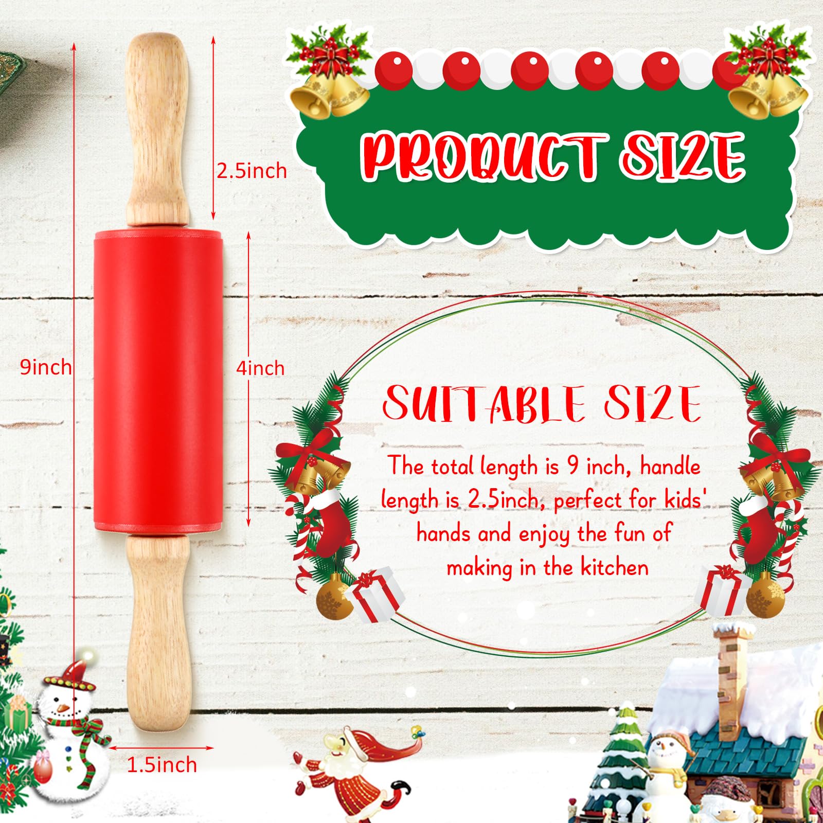 20 Pcs Small Rolling Pin Kids 9 Inch Mini Rolling Pin Silicone Wooden Rolling Pins Baking 5 Colors Non Stick Kids Rolling Pin Wi