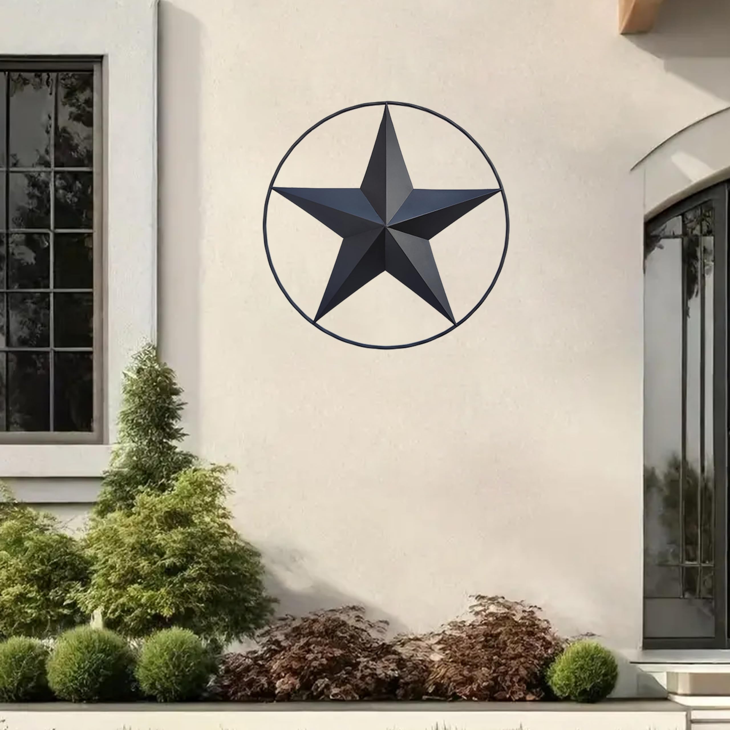 VIVICOMFY 24.5 Black Large Barn Star Wall Decor-Americana Exterior House Decor-Metal Star for Outside Texas Stars Art Rustic Vin