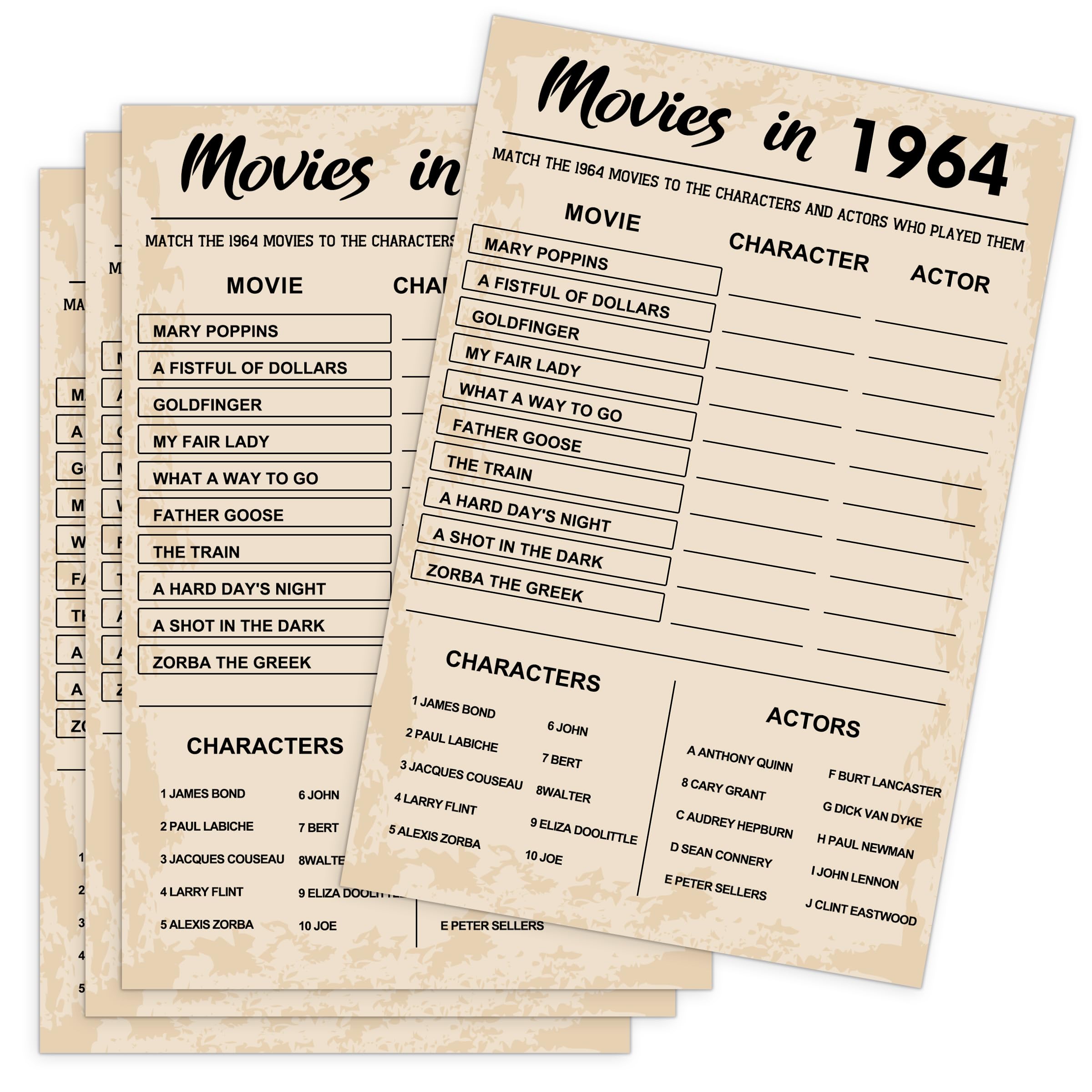 60Th Birthday Party Games, Movies In 1964 Games, Birthday Party Supplies For Adults, Fun 1964S Party Game,Pack Of 30 Cards