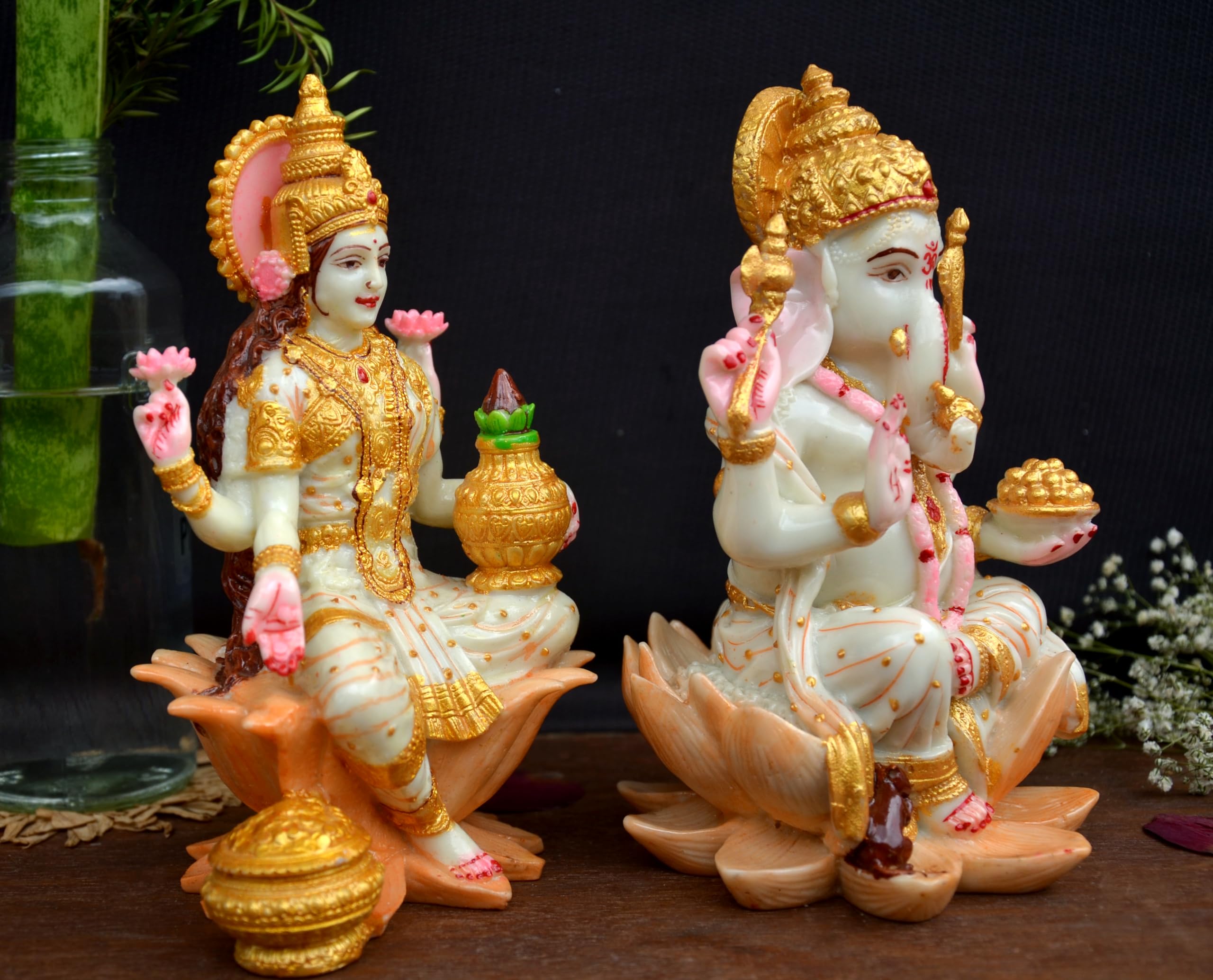 Soni Craft Marble Dust Attractive Ganesh Lakshmi Ji Set For Diwali Pooja I Religious Home Decor Idol I God Idol Gift I Spiritual