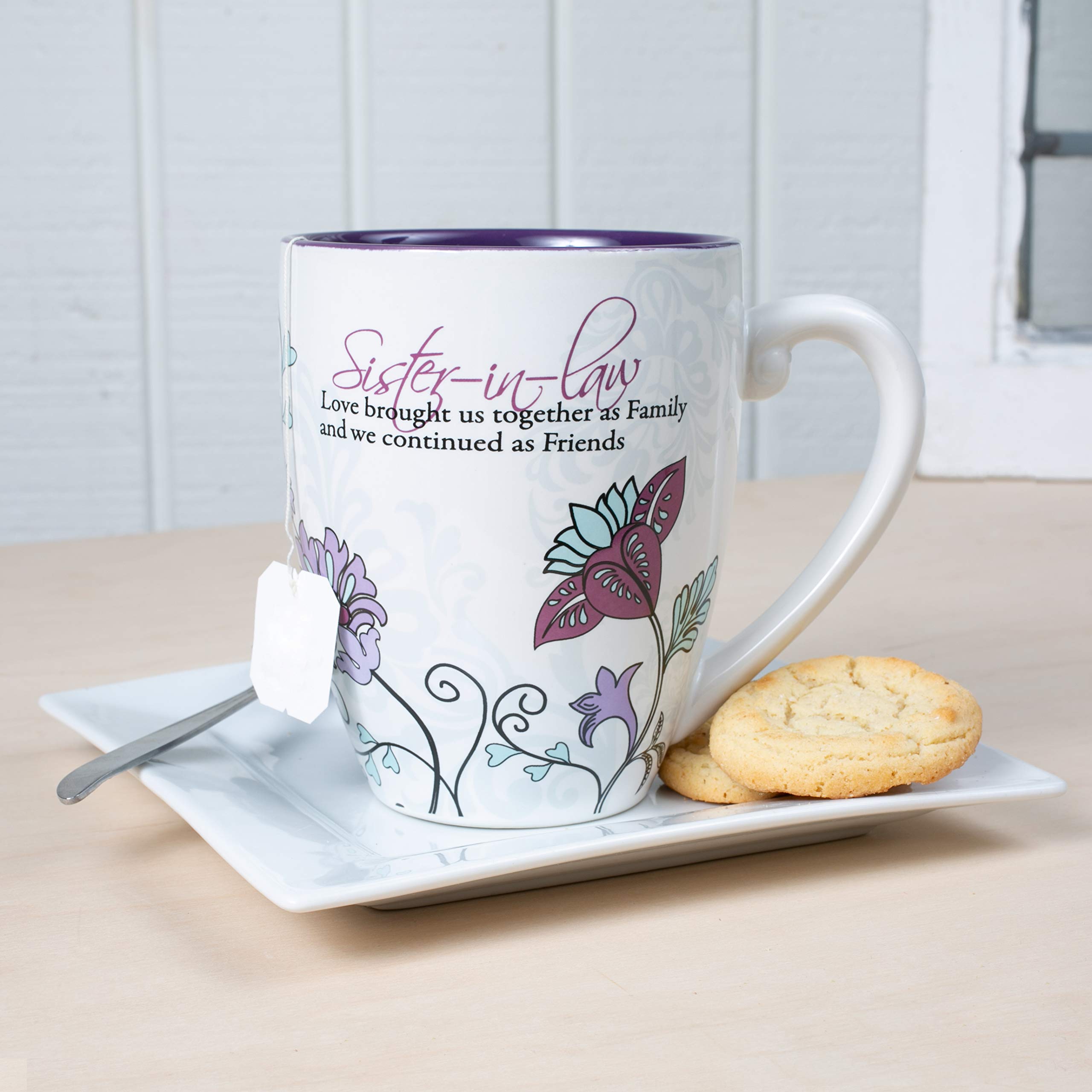 Pavilion Gift Company Mark My Words Sister In Law Floral Butterfly Coffee Tea Mug, Large, Purple,591 Milliliters