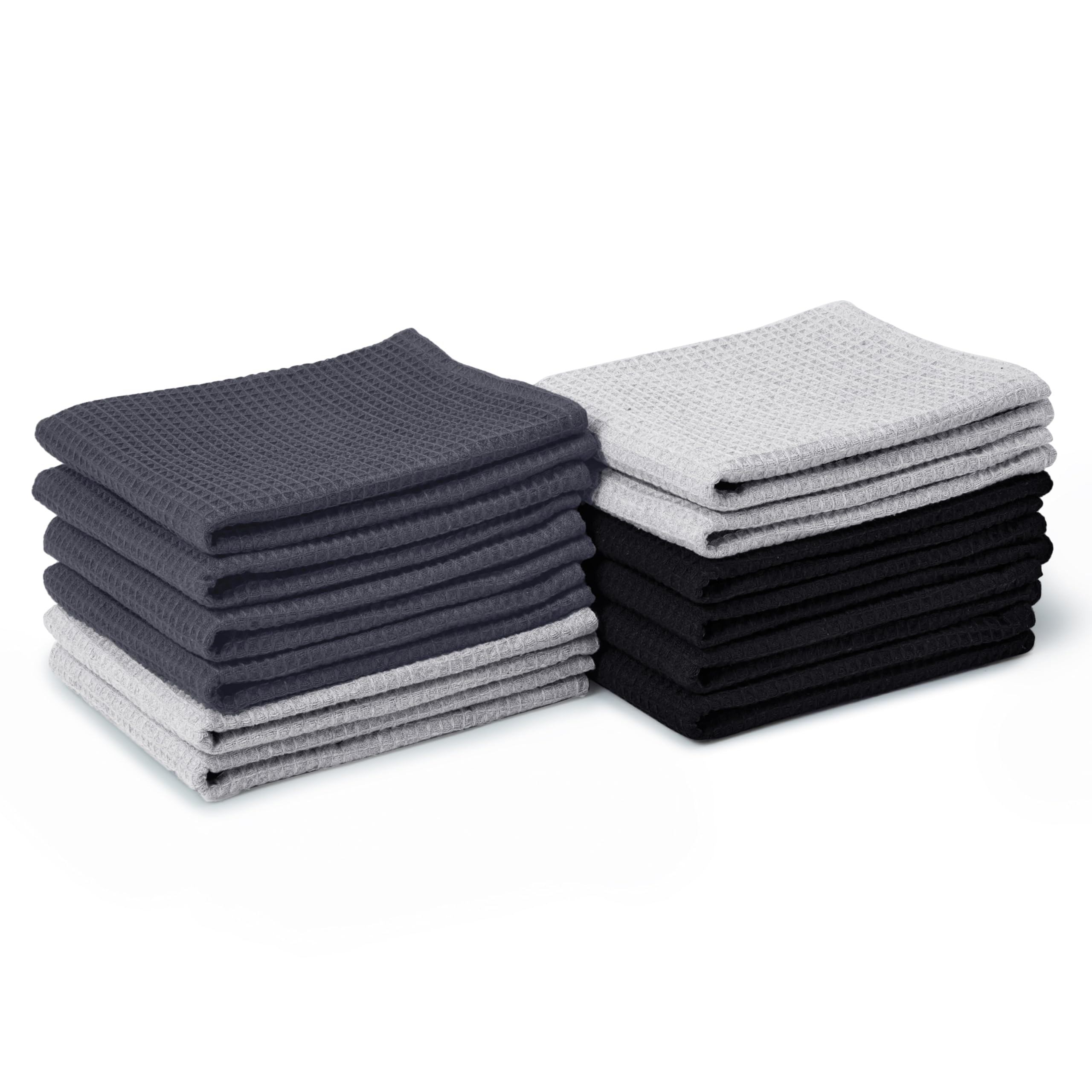 Encasa Homes Anti-Odour Waffle Kitchen Dish Towels, 28''X18'' (12 Pc Set) Highly Absorbent, Tea Towels For Cleaning & Quick Dryi