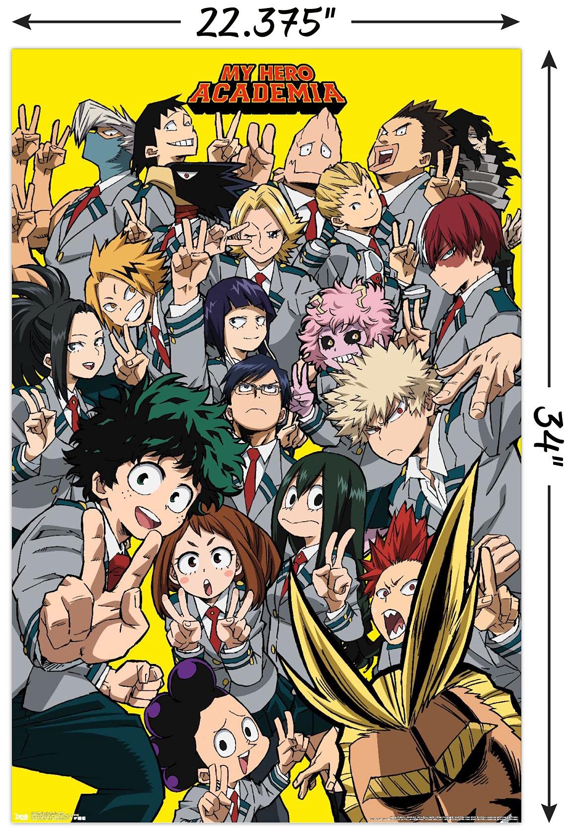 Trends International My Hero Academia - Selfie Wall Poster, 22.375'' X 34'', Poster & Clip Bundle