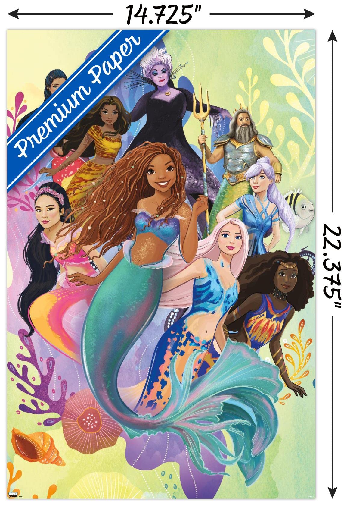 Trends International Disney Little Mermaid - Group Wall Poster, 14.72'' X 22.37'', Premium Poster & Mount Bundle