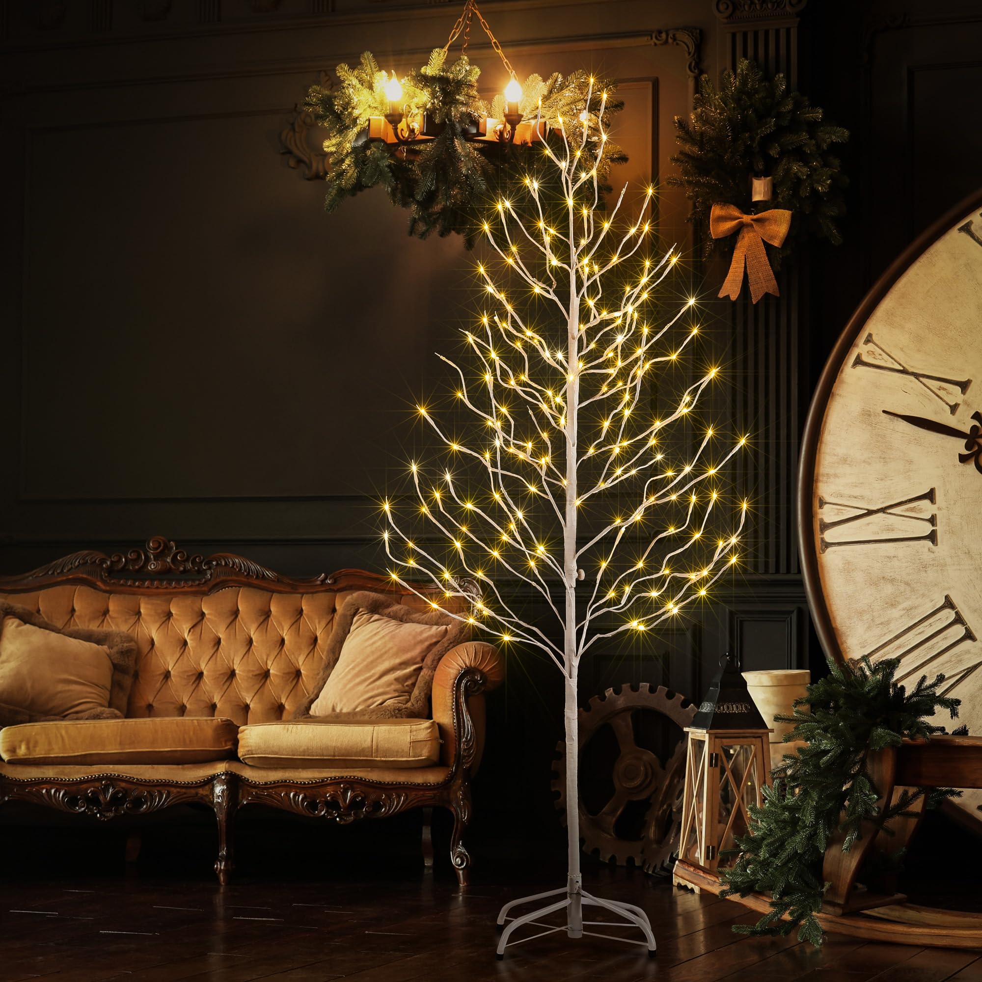 LIGHTSHARE 5FT 200L Lighted Star Light,Warm White Lighted Tree Decoration Light,Home/Festival/Party/Christmas,Indoor and Outdoor