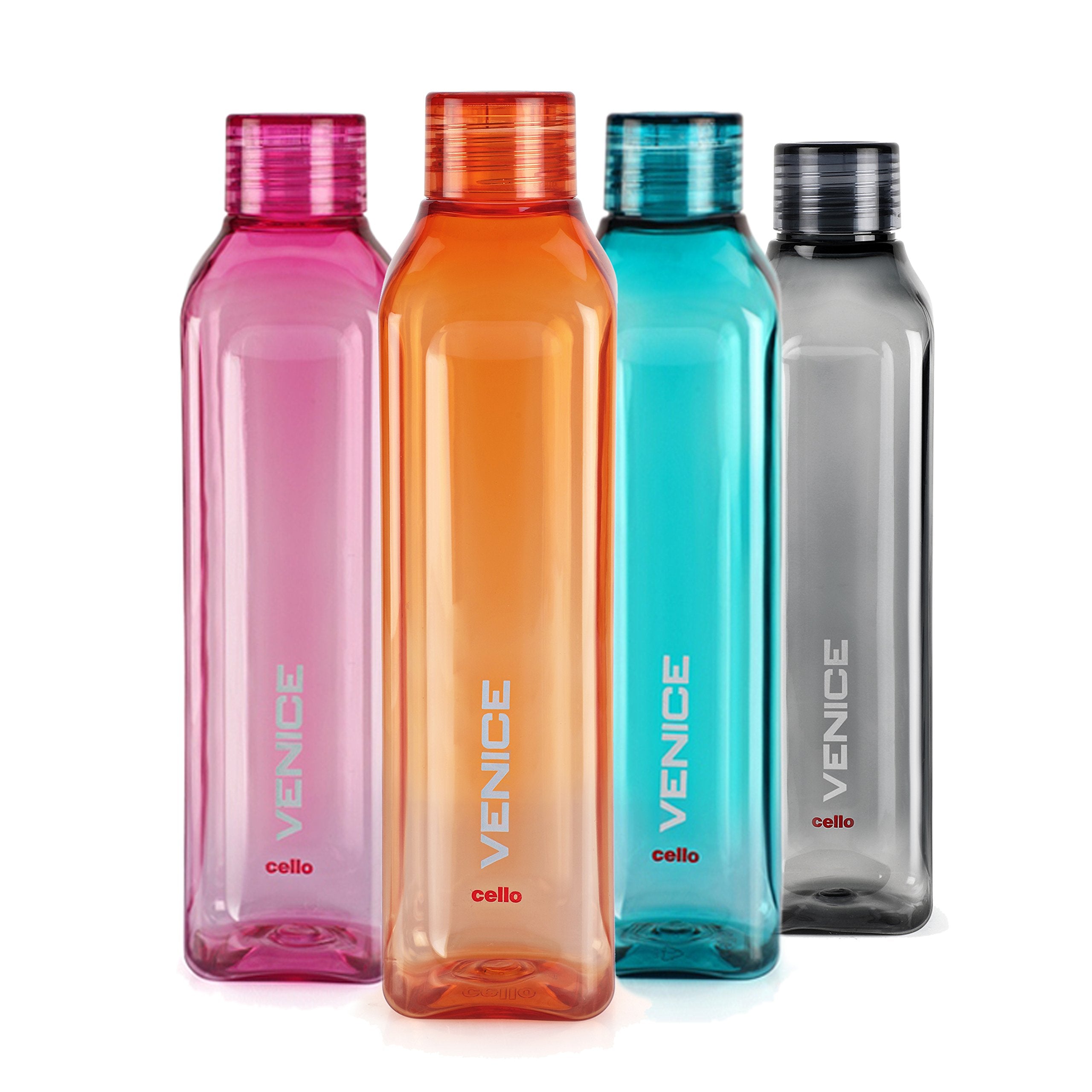 Cello Venice Water Bottles Set Of 4, 1000Ml Each | Unbreakable, Bpa-Free, Food Grade Bottle For Kitchen| Airtight & Leakproof Li