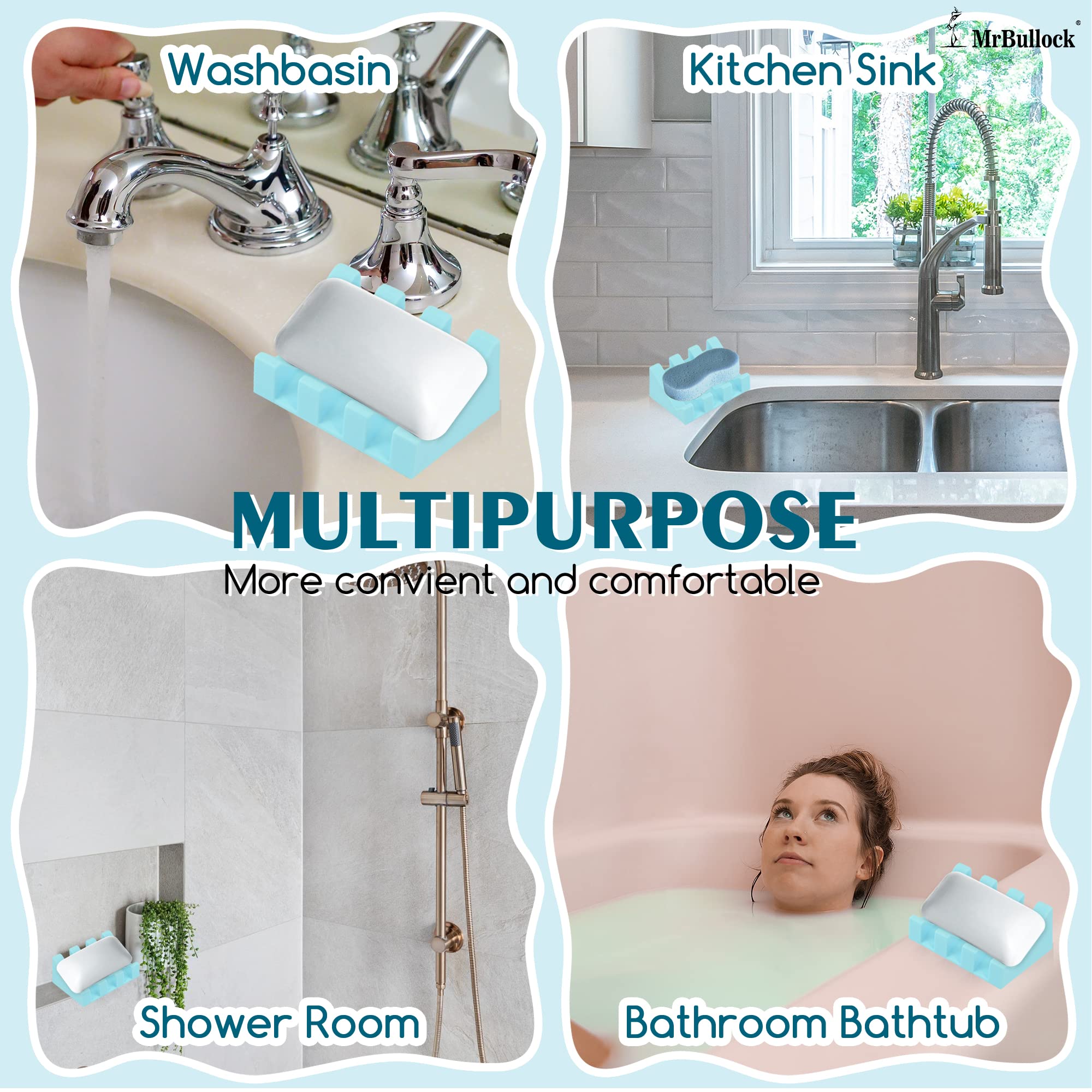 Silicone Soap Dish With Drain,Soap Dish Shower Waterfall Bar Soap Holder Tray With Drain Soap Saver For Bathroom Kitchen Accesso