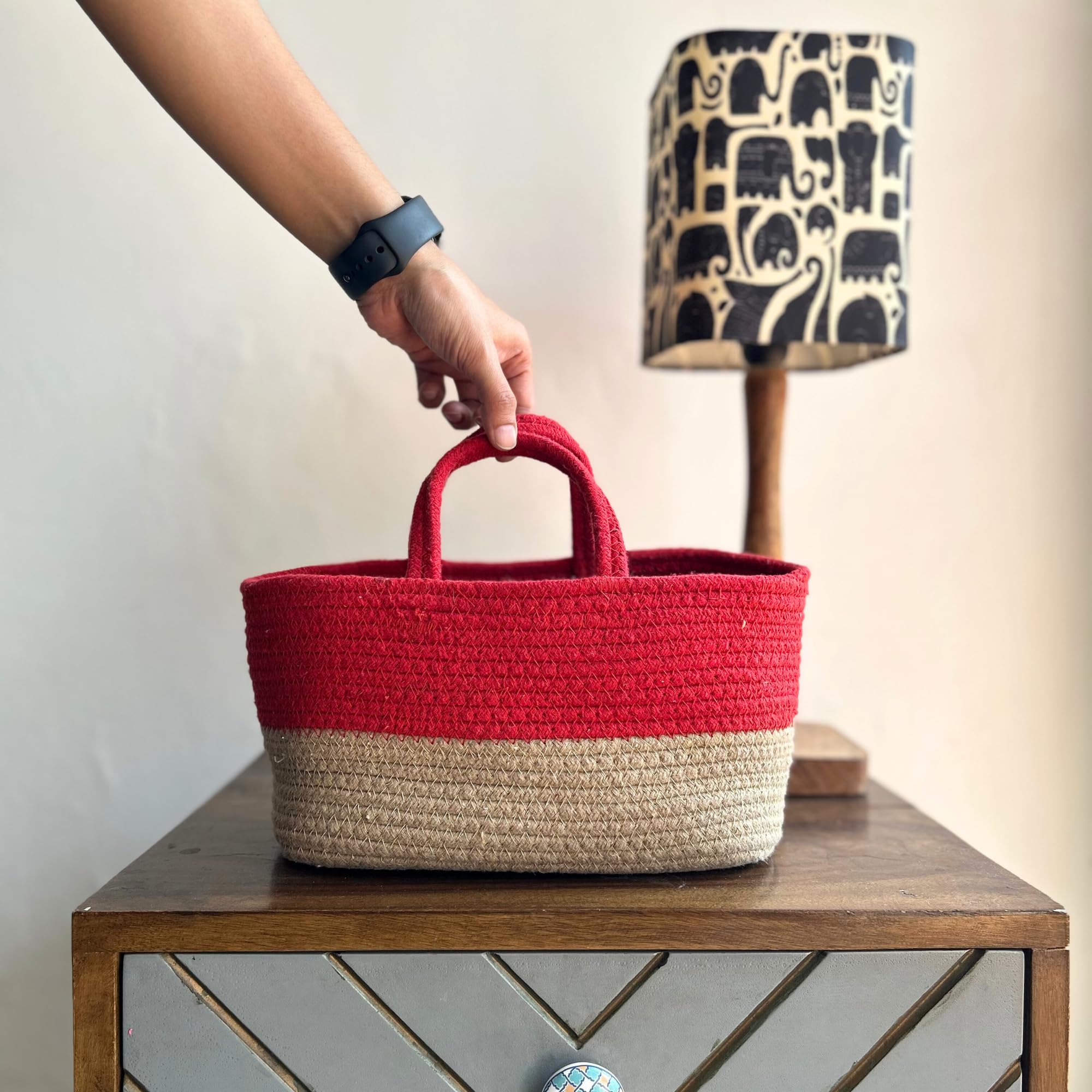 Jasmey Homes Jasmey Homes EcoFriendly Foldable Baskets For Storage Gift Hamper For Diwali, Holi, Navratri (Twin Tone  Red, 1)