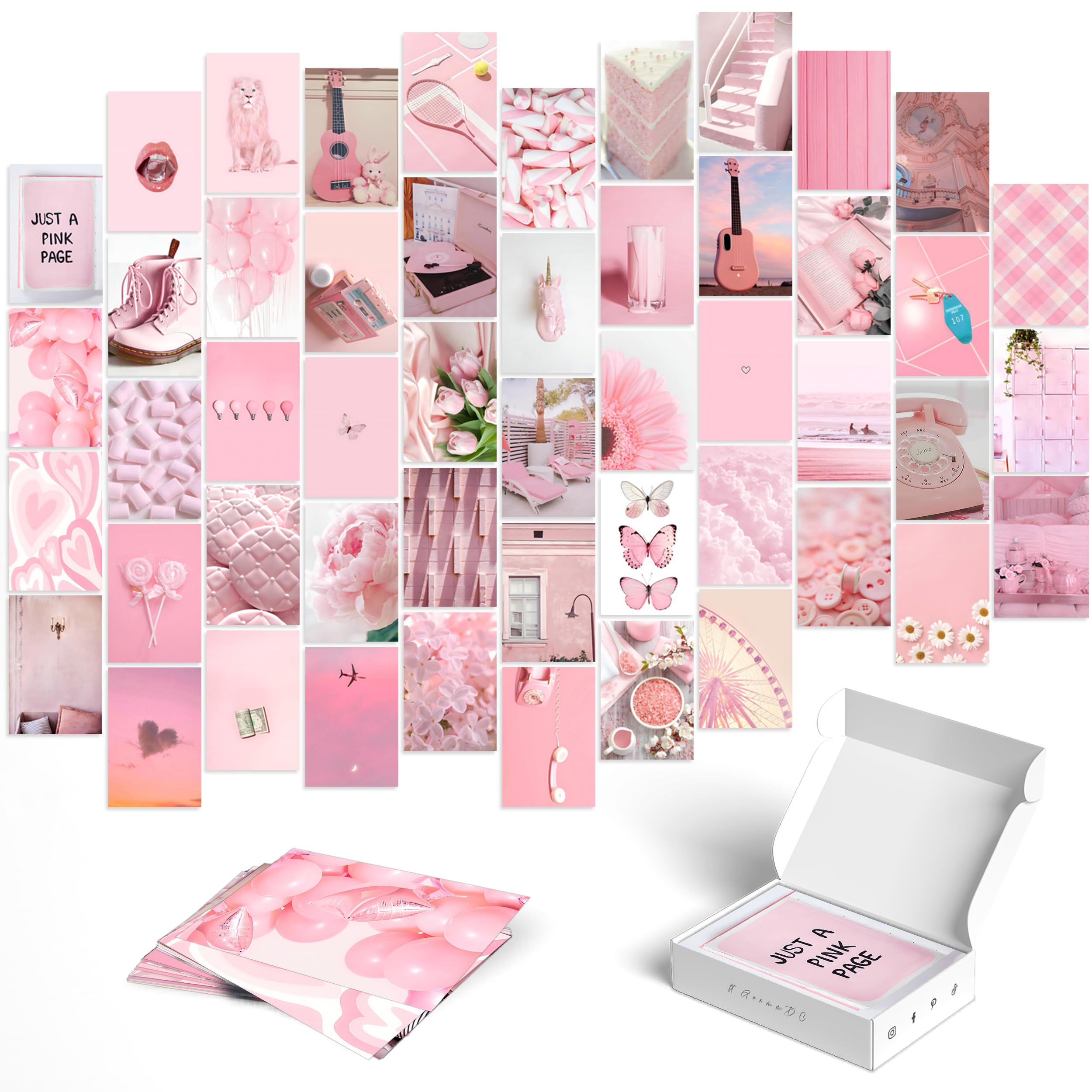 Y2K Boo Rose Pink Wall Collage Kit - 50Pcs Aesthetic Posters For Room Decor, Perfect For Dorms And Bedrooms, Cute And Trendy Pin