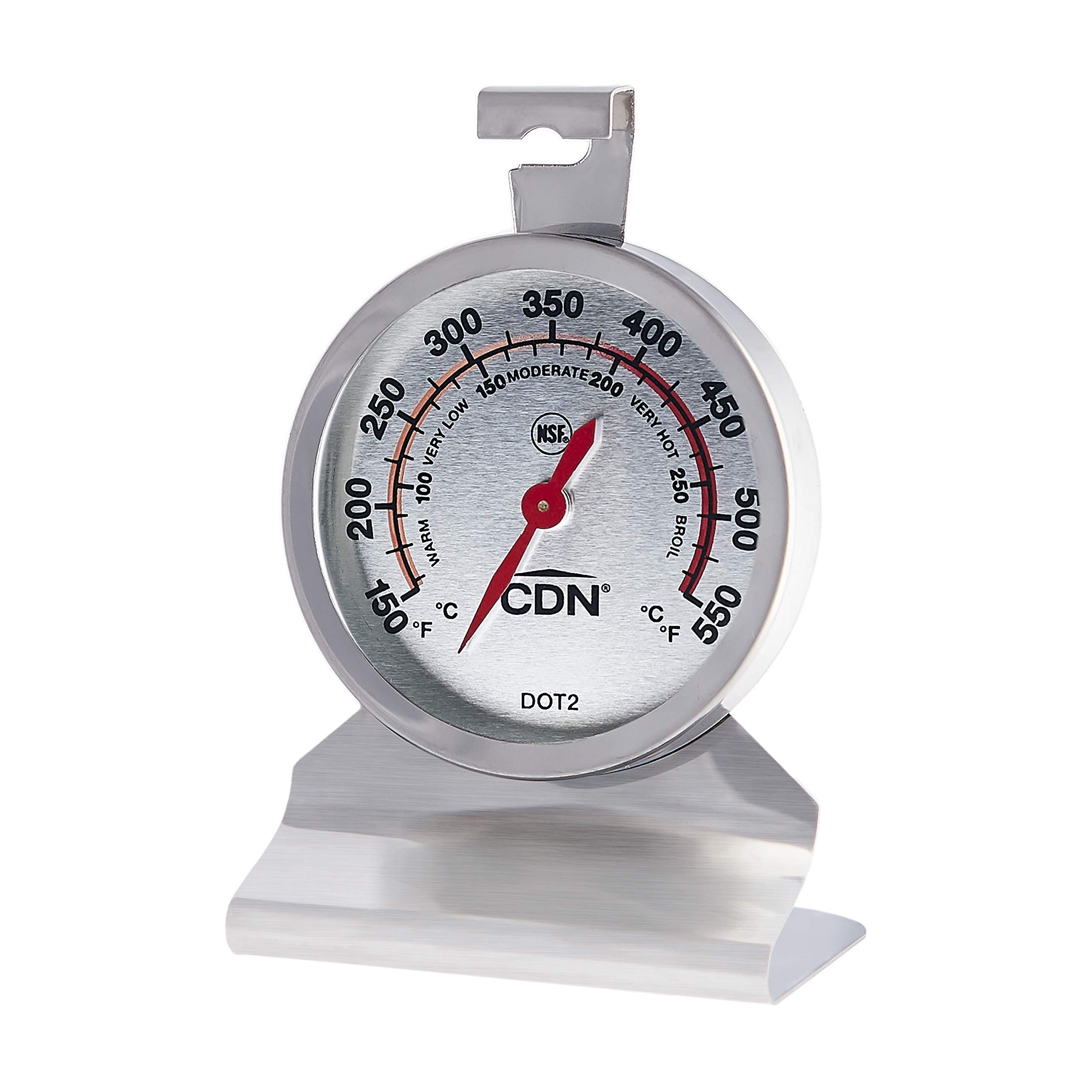 CDN Oven Thermometer ProAccurate, Easy-to-Read 2 Dial, Stainless Steel Housing, Temperature Zones, Stand or Hang, Monitor Oven T